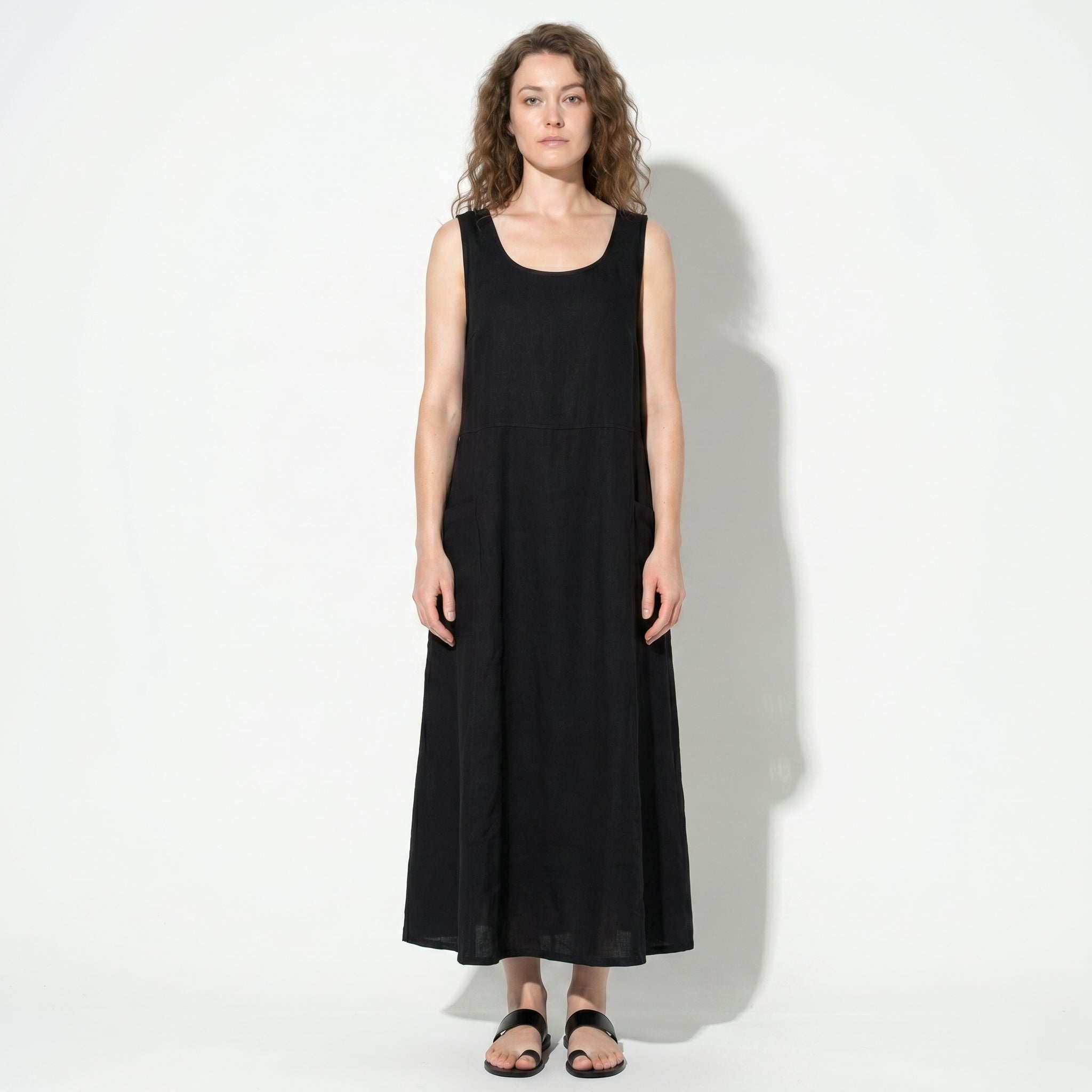 Clara - Women's Sleeveless Relaxed Fit Summer Maxi Dress - Dress - Black - Parker&Brooks
