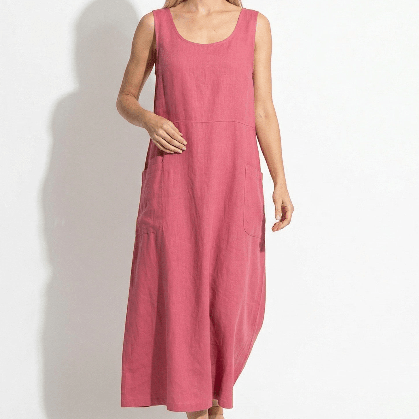 Clara - Women's Sleeveless Relaxed Fit Summer Maxi Dress - Dress - Pink - Parker&Brooks