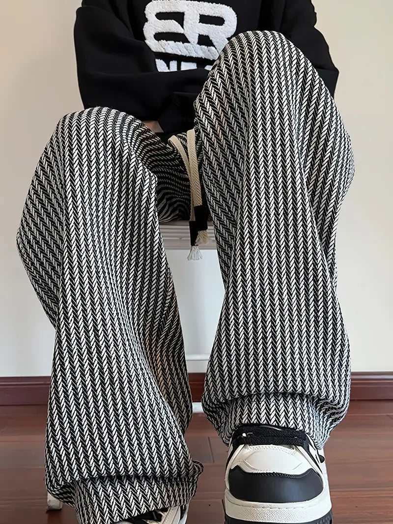 Christopher – Striped Woven Trousers with Loose Fit