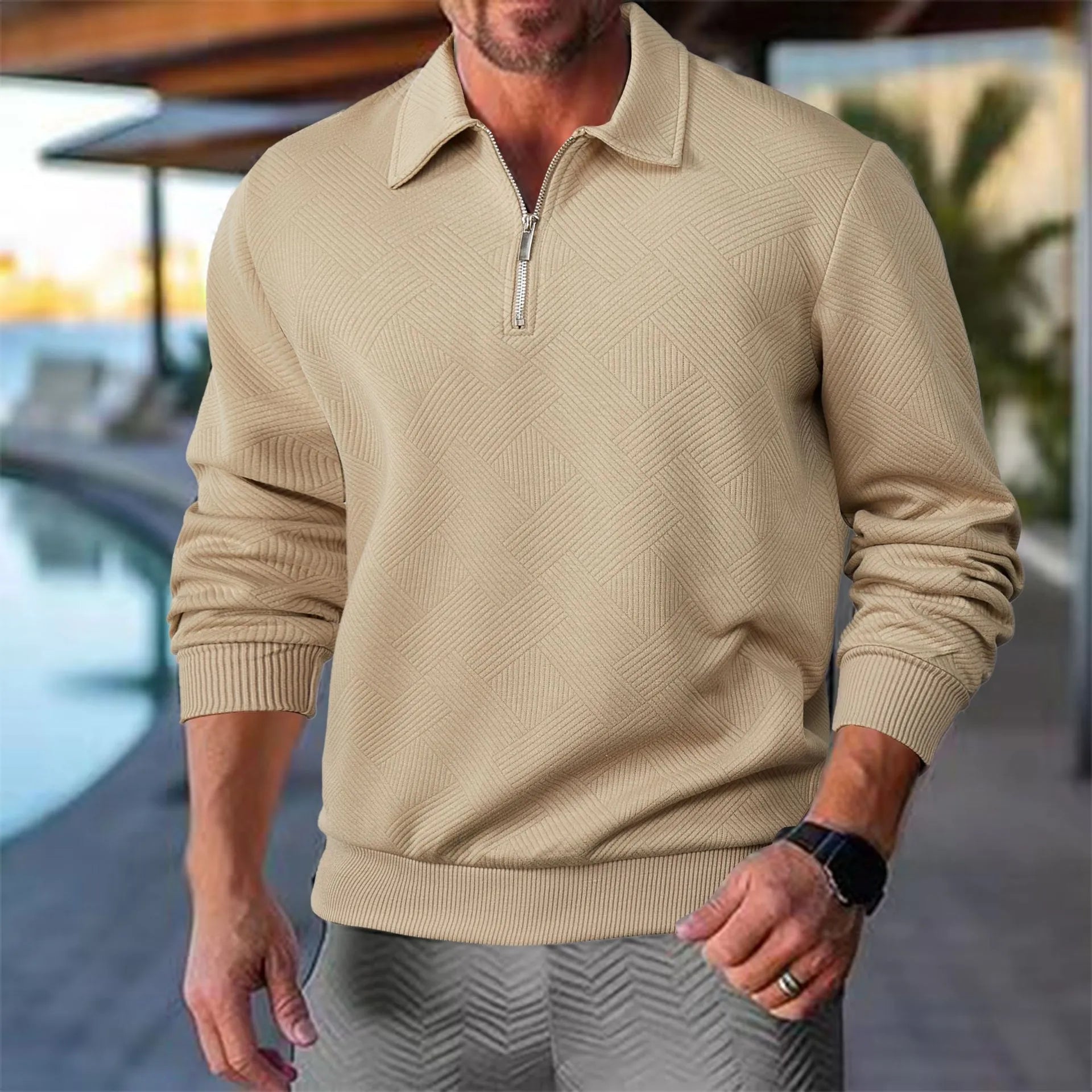Bruno - Long Sleeve Sweater with Zipper Collar