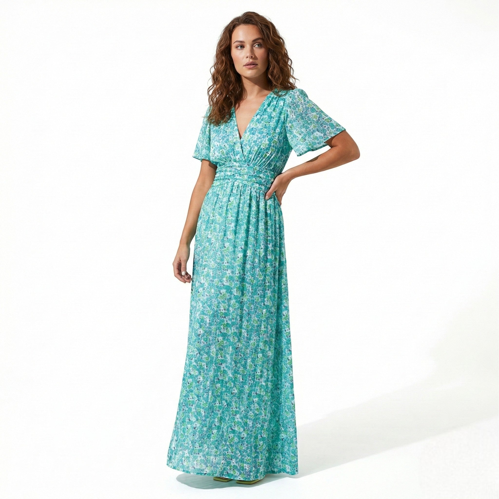 Daisy - Women's Floral Maxi Dress - Dress - Green - Parker&Brooks