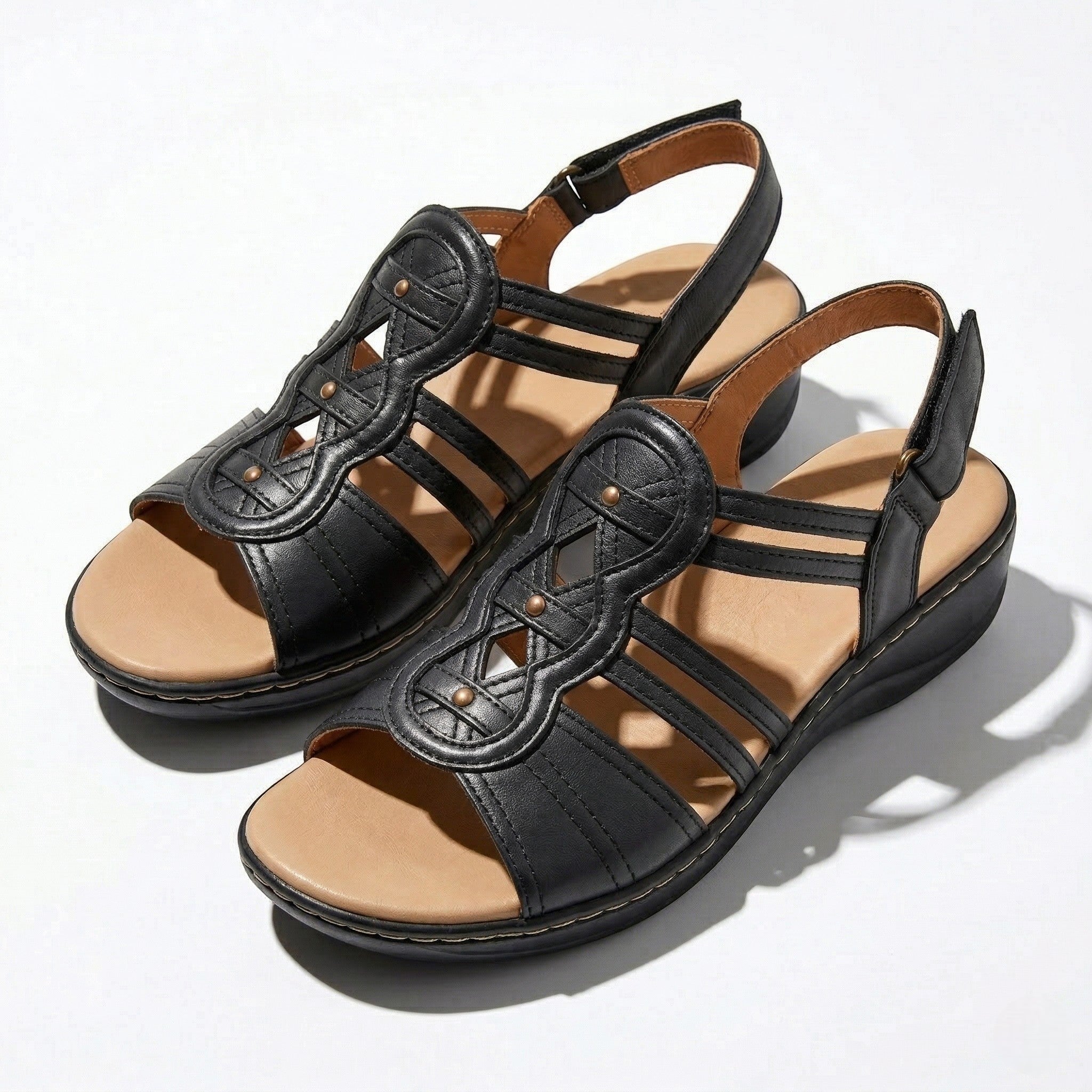 Daisy - Women's Strap Slingback Sandals - Sandals - Black - Parker&Brooks