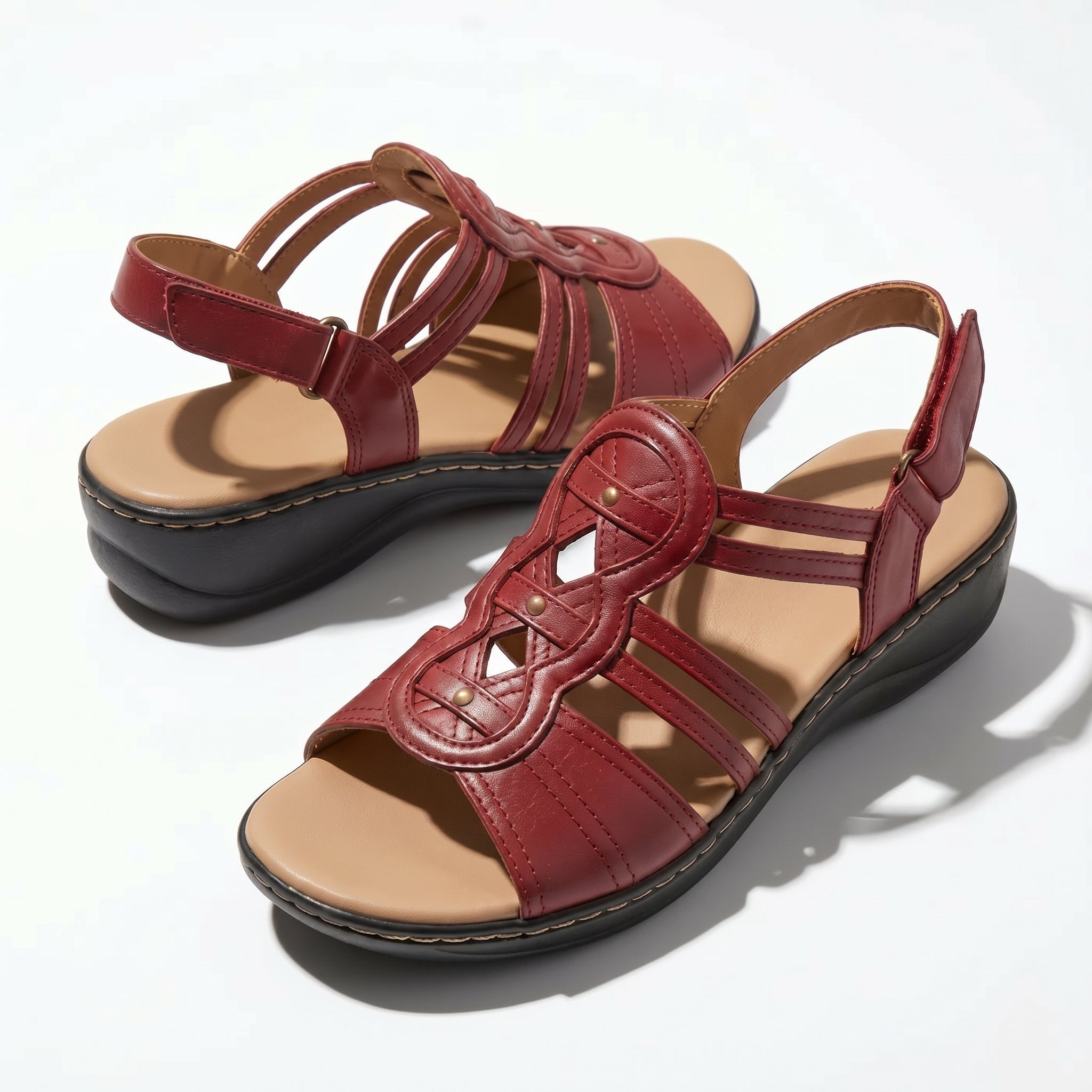 Daisy - Women's Strap Slingback Sandals - Sandals - Red - Parker&Brooks