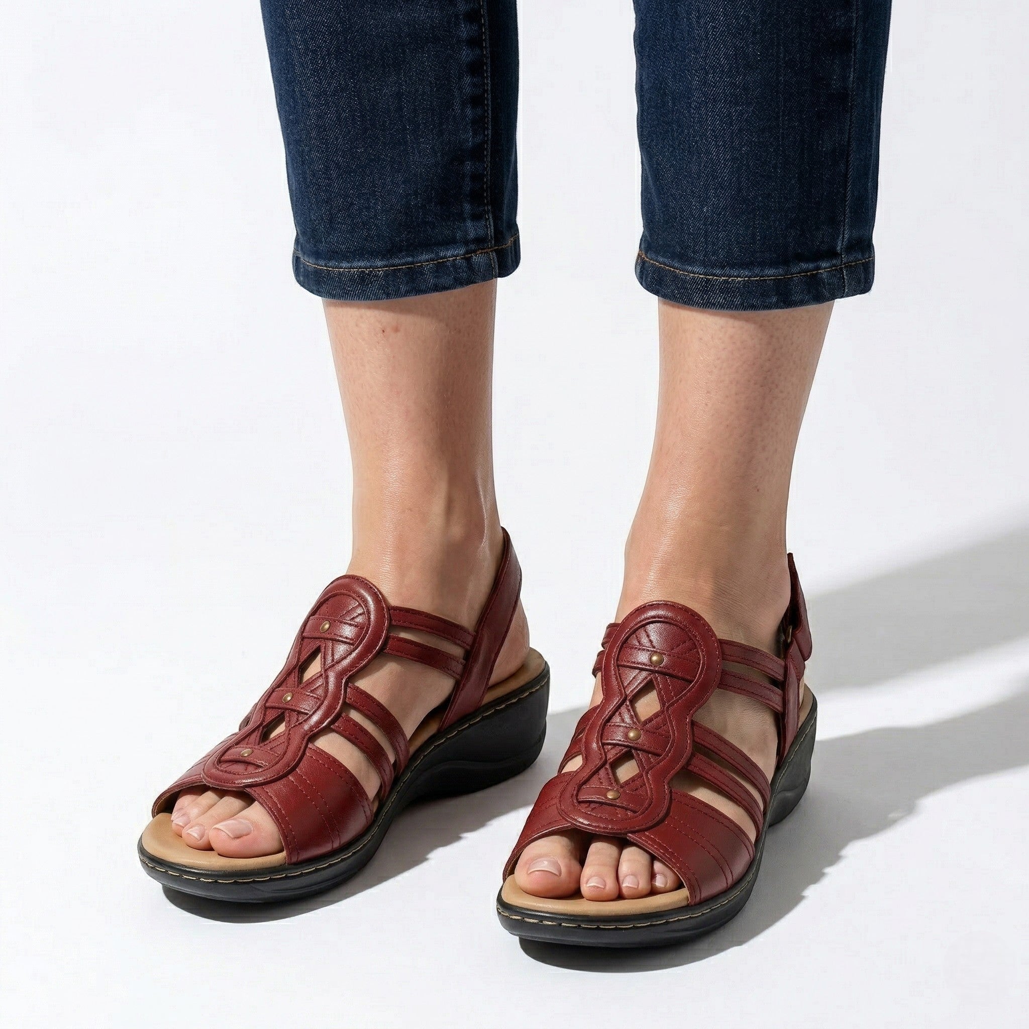 Daisy - Women's Strap Slingback Sandals - Sandals - Red - Parker&Brooks