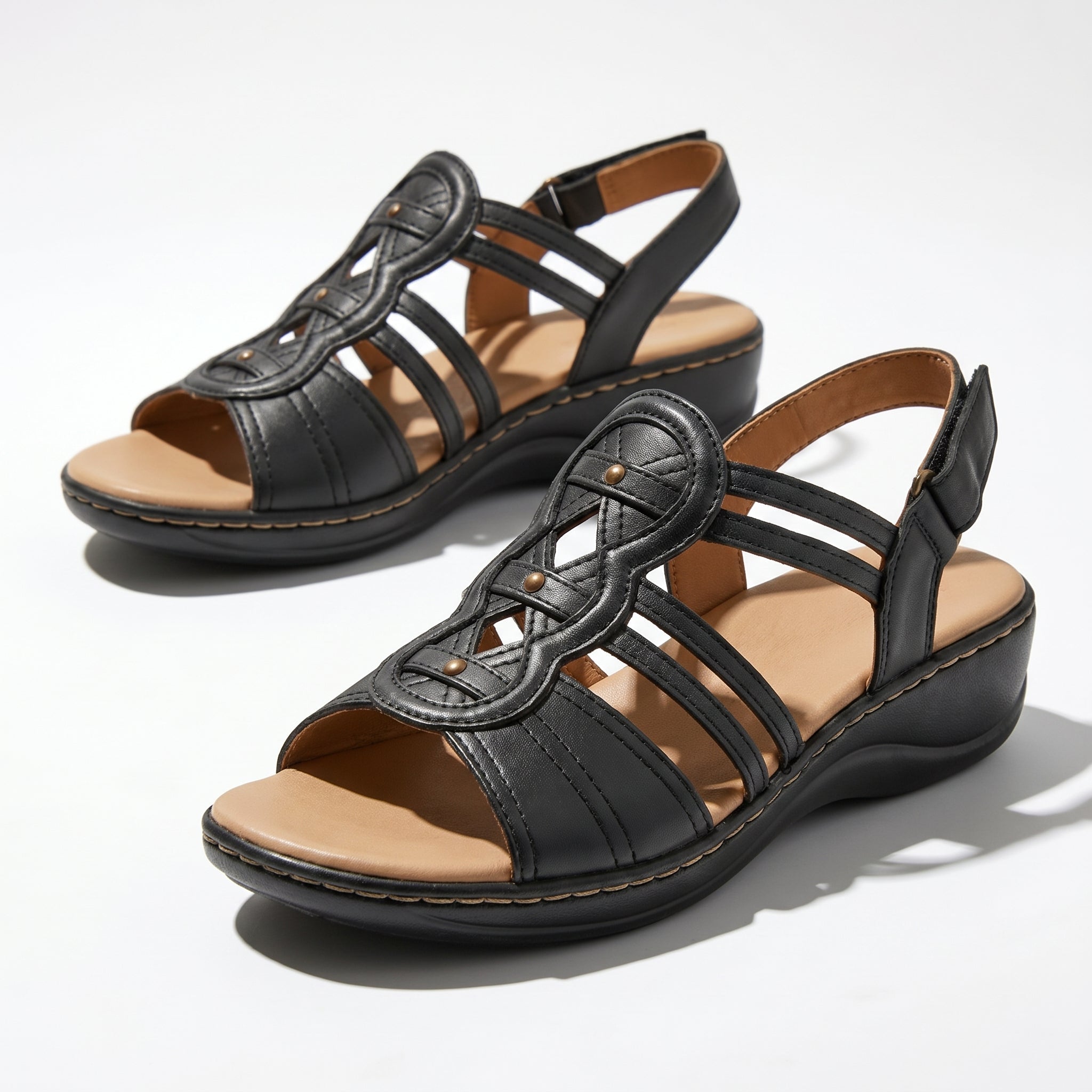 Daisy - Women's Strap Slingback Sandals - Sandals - Black - Parker&Brooks