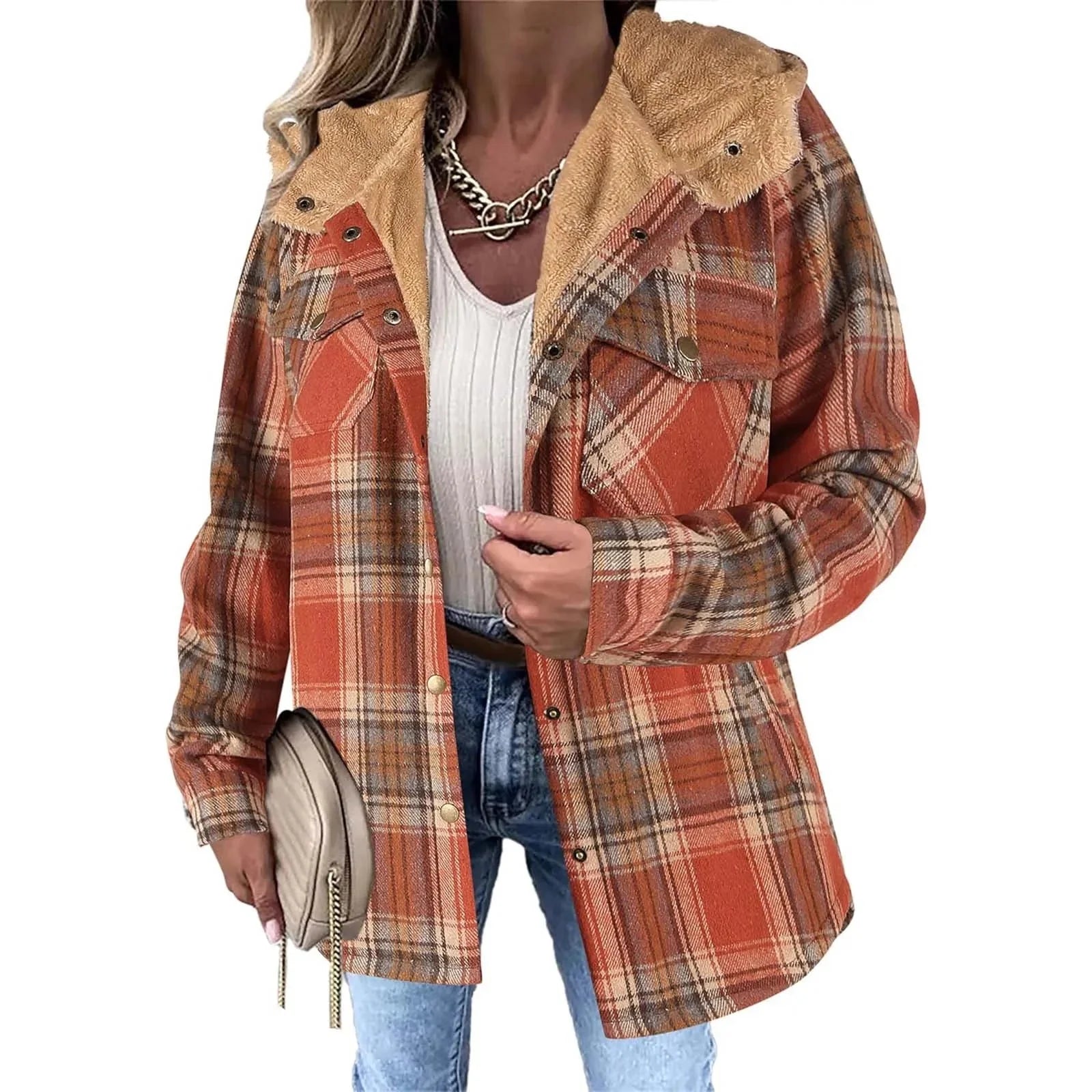 Daniela - Check Jacket with Sherpa Lining