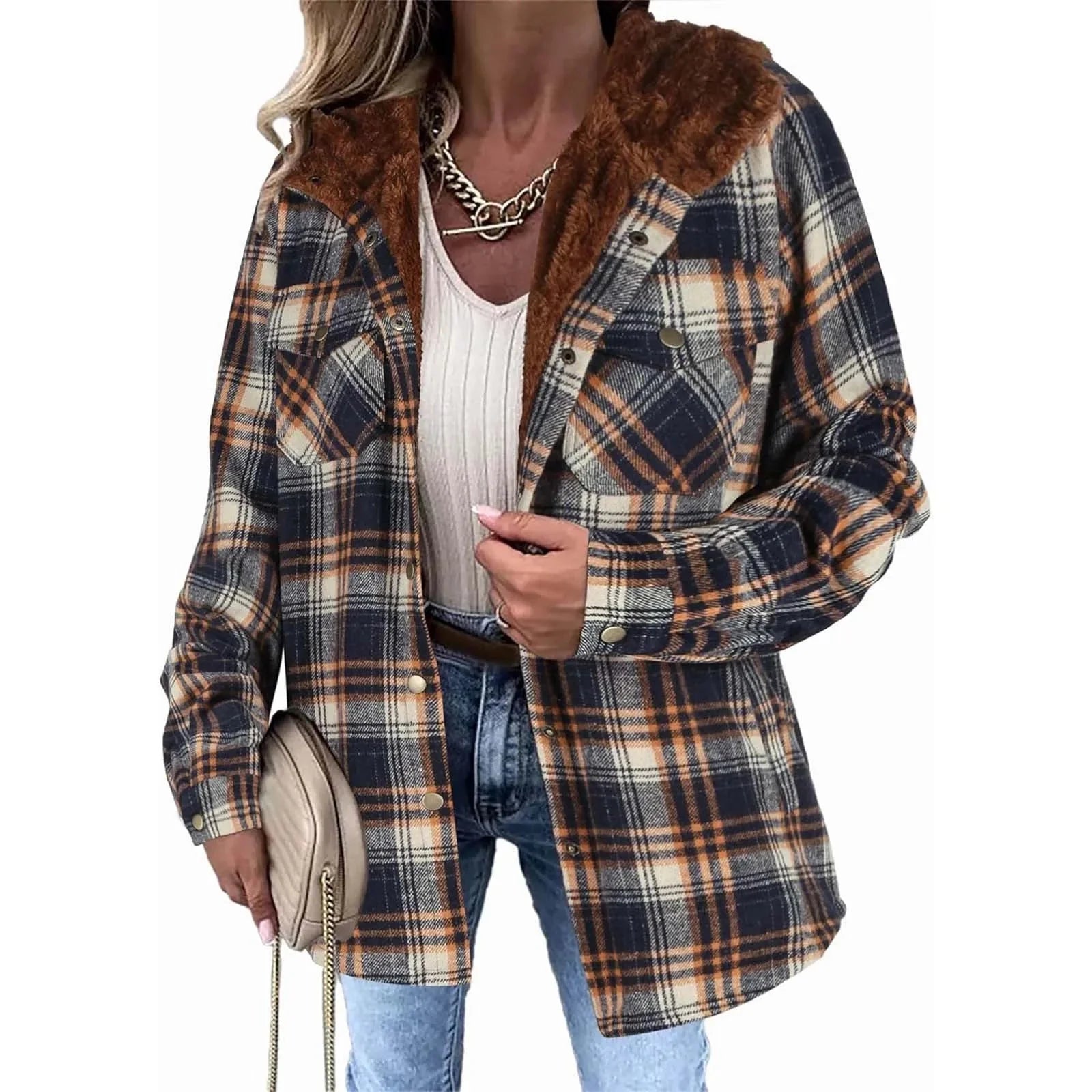 Daniela - Check Jacket with Sherpa Lining