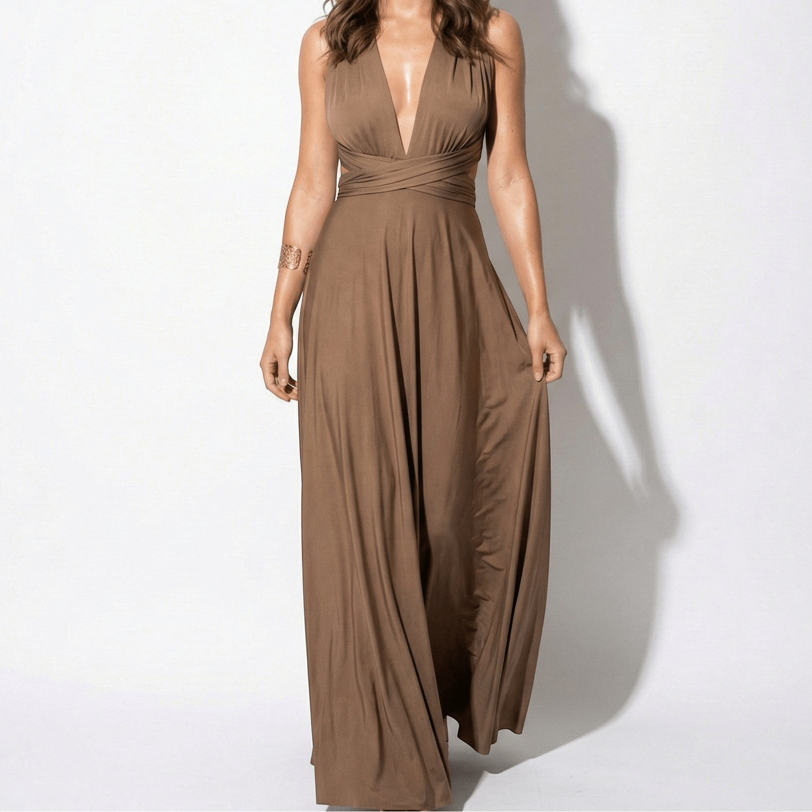 Danielle - Women's 3 - Way Wedding Guest Maxi Dress - Dress - Coffee - Parker&Brooks