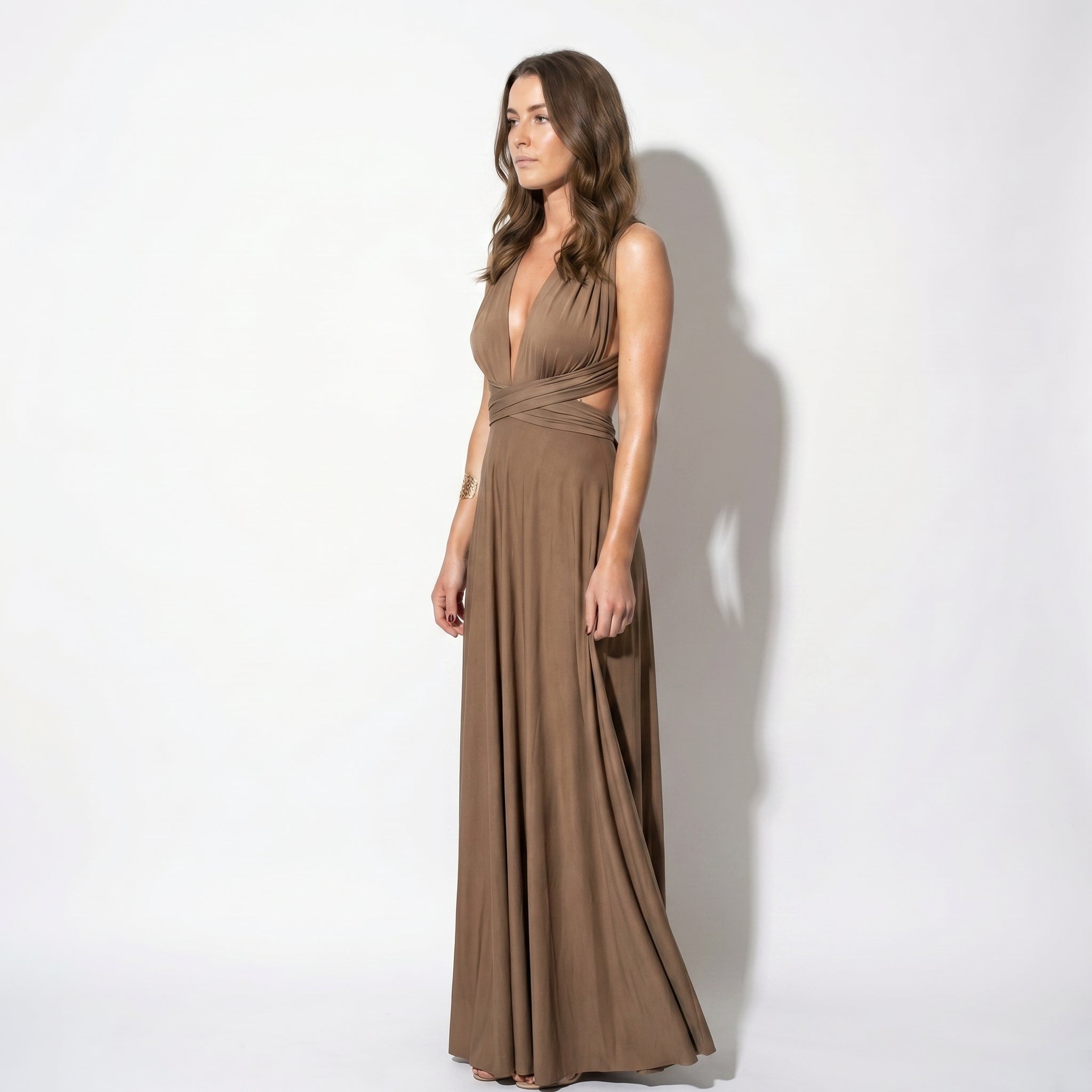 Danielle - Women's 3 - Way Wedding Guest Maxi Dress - Dress - Coffee - Parker&Brooks