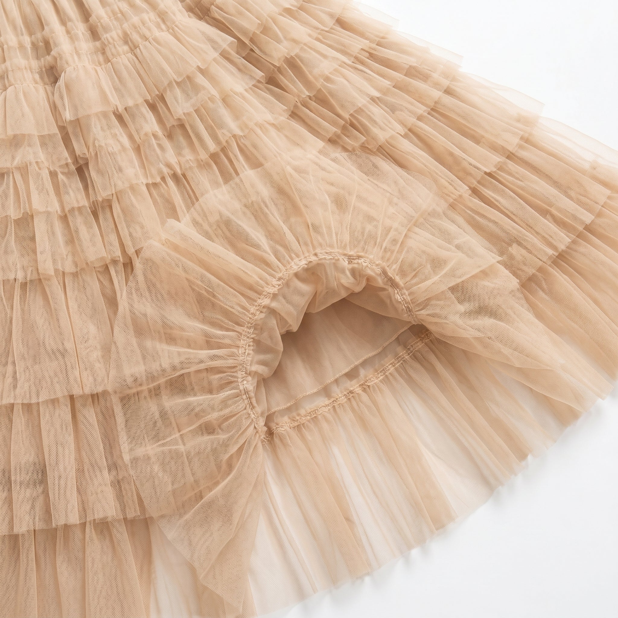 Dianne - Women's Summer Tiered Ruffle Tulle Maxi Skirt - Skirts - Beige - Parker&Brooks