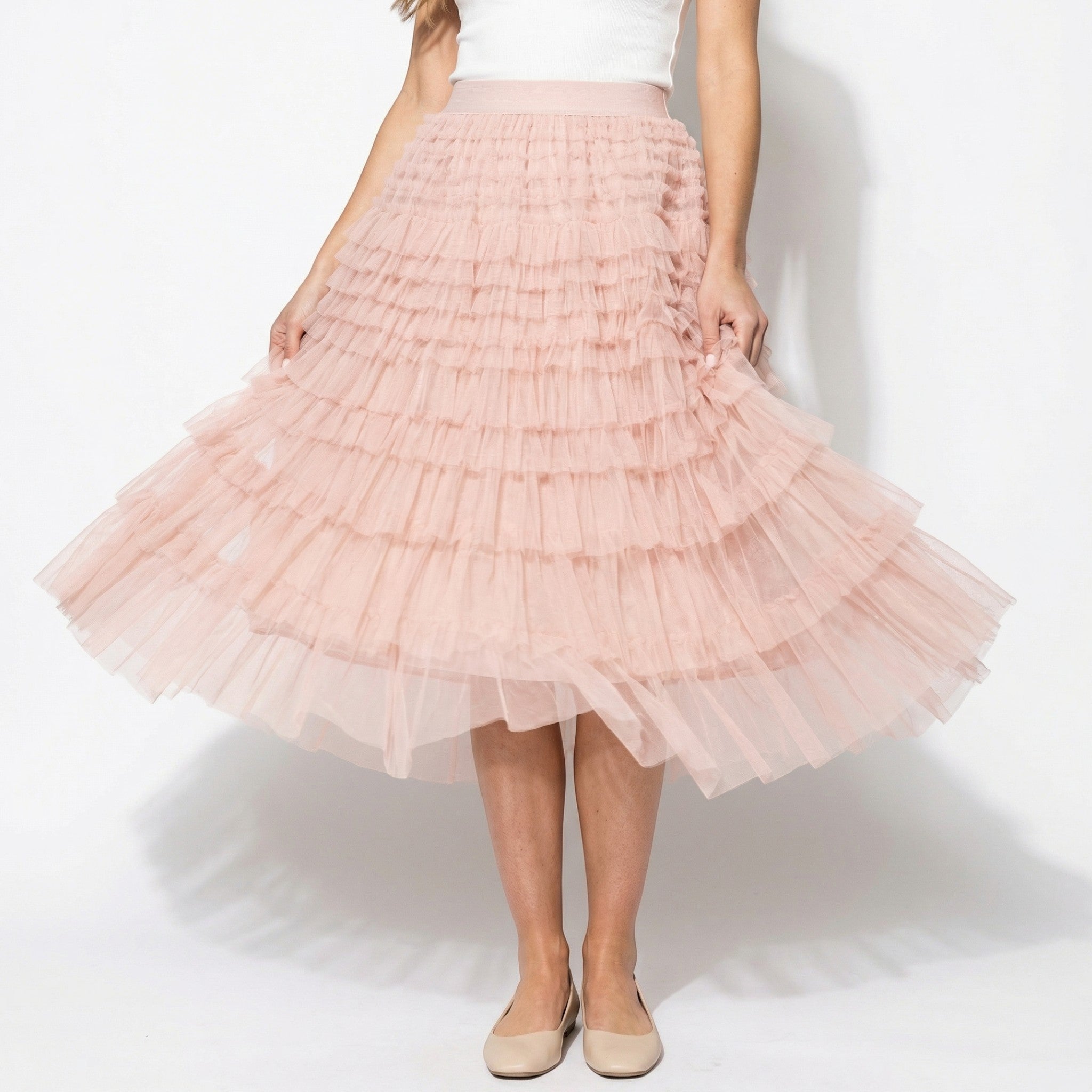 Dianne - Women's Summer Tiered Ruffle Tulle Maxi Skirt - Skirts - Pink - Parker&Brooks