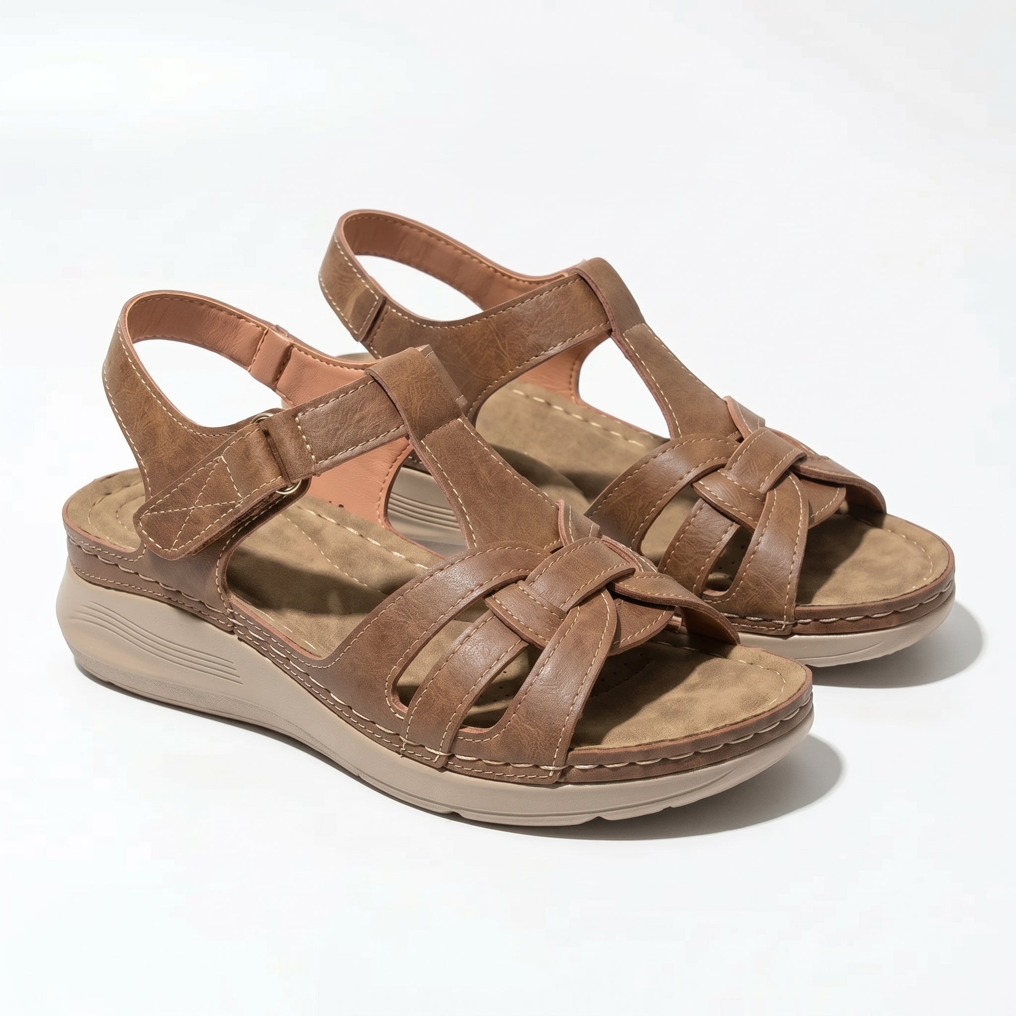 Donna - Women's Orthopedic Wedge Sandals - Sandals - Brown - Parker&Brooks