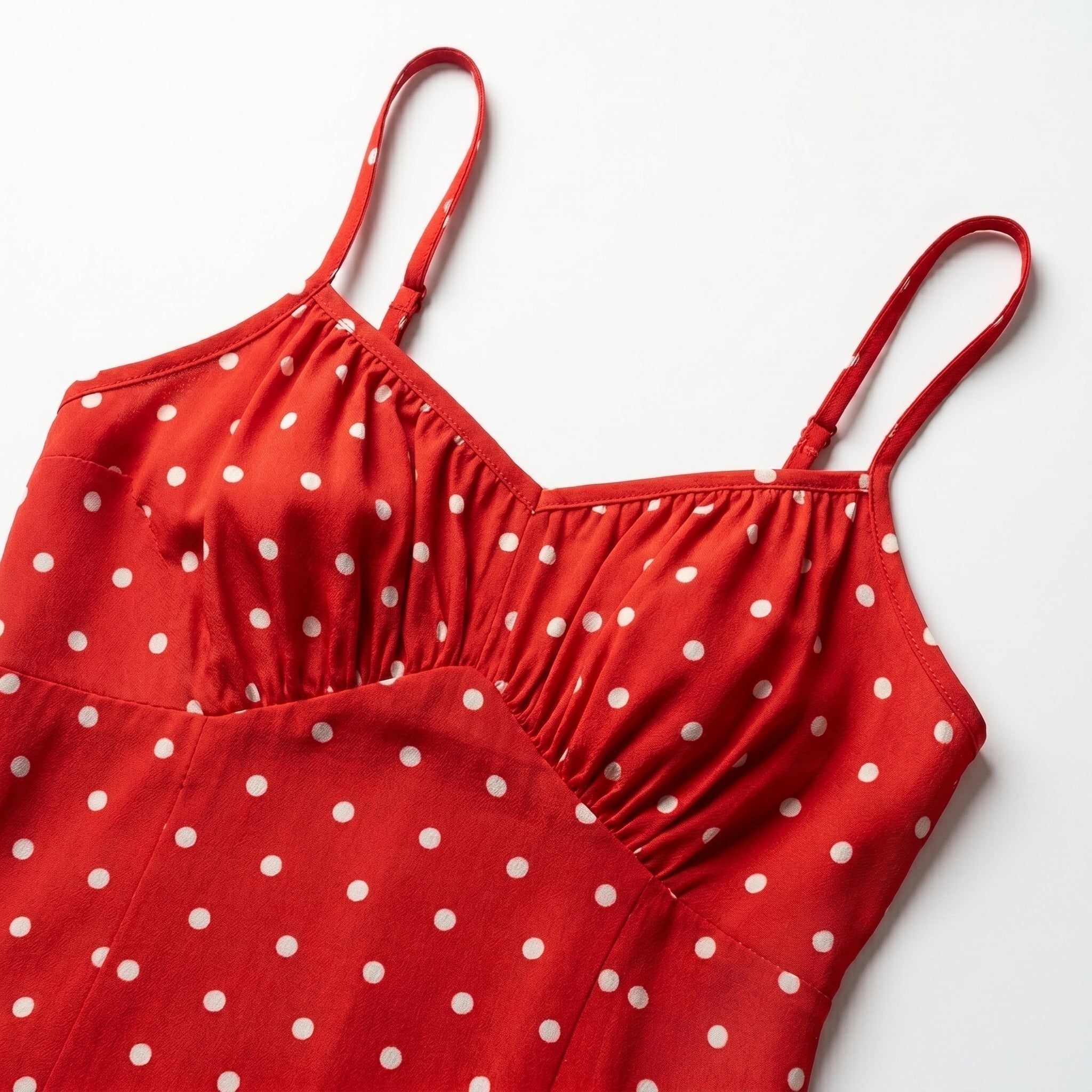 Dotty - Women's Summer Ruched Midi Dress with Side Split - Midi Dress - Red - Parker&Brooks