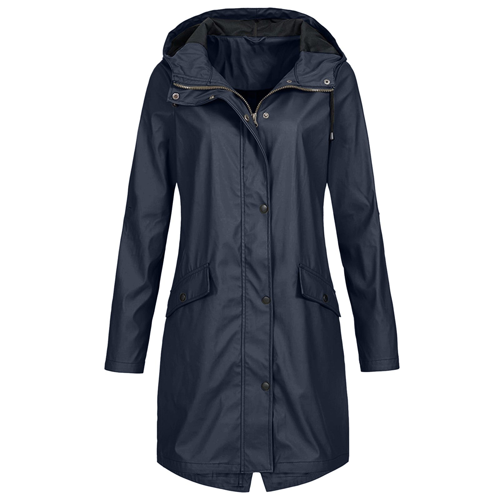 Women's Mid-Length Water-repellent Jacket with Drawstring Hood