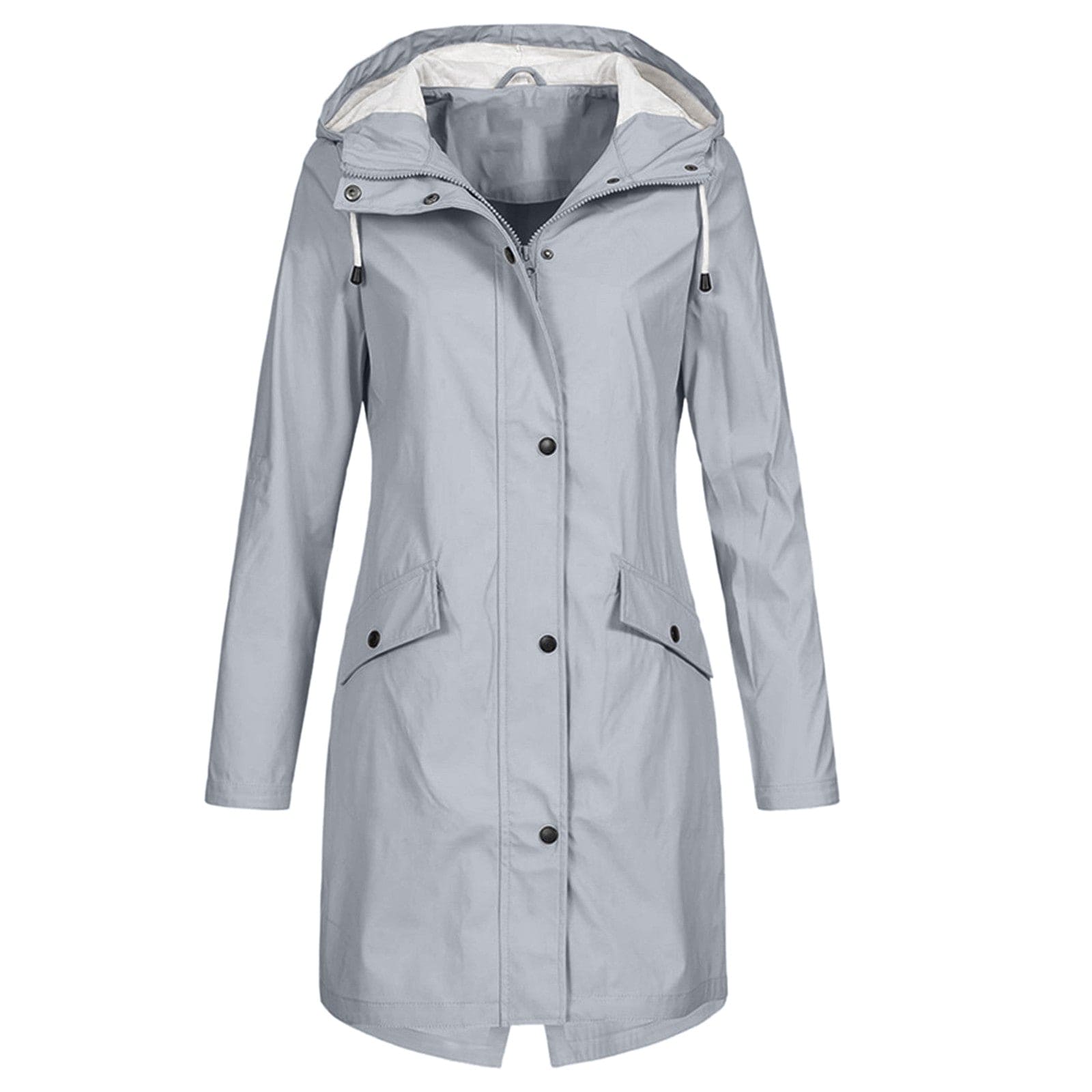Women's Mid-Length Water-repellent Jacket with Drawstring Hood