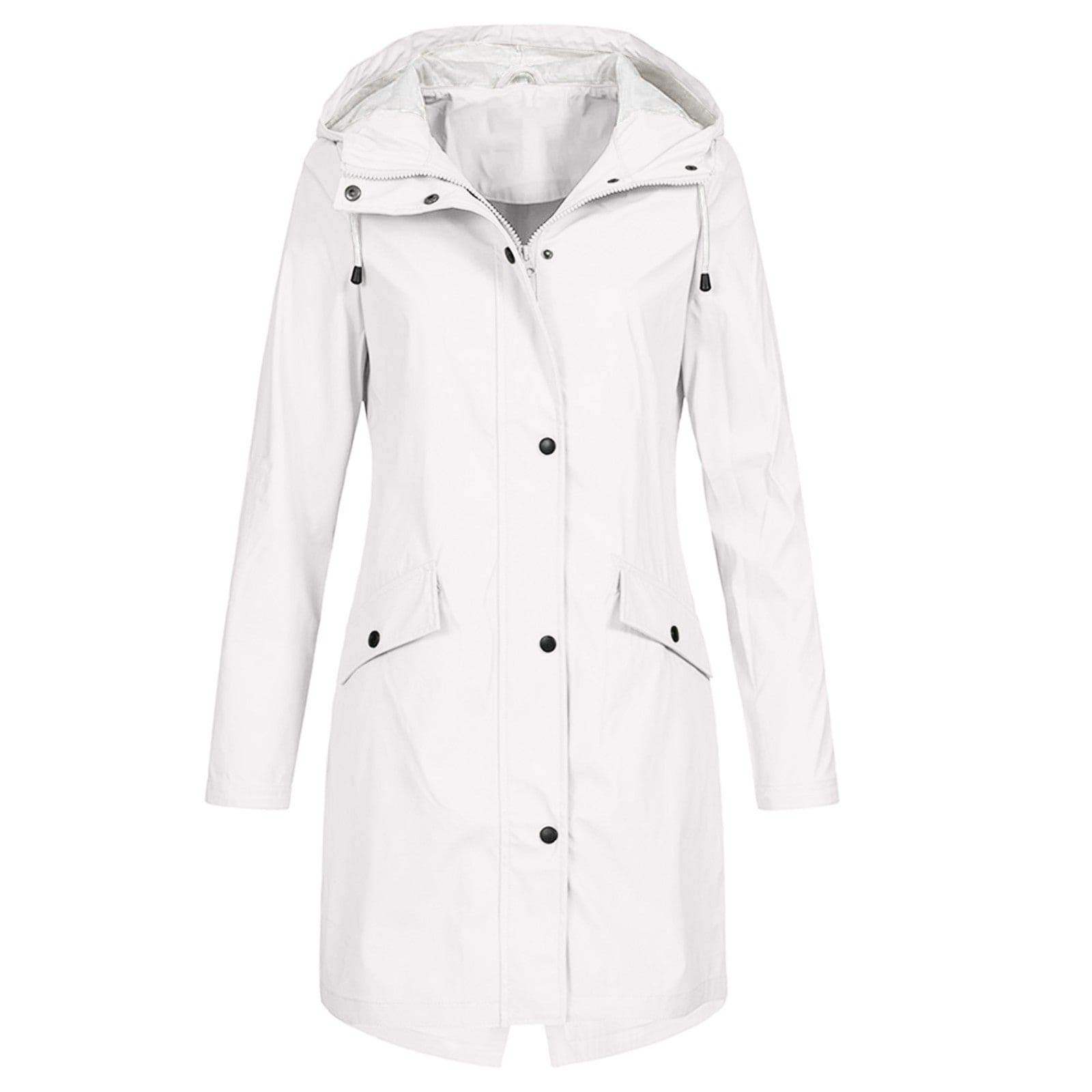 Women's Mid-Length Water-repellent Jacket with Drawstring Hood