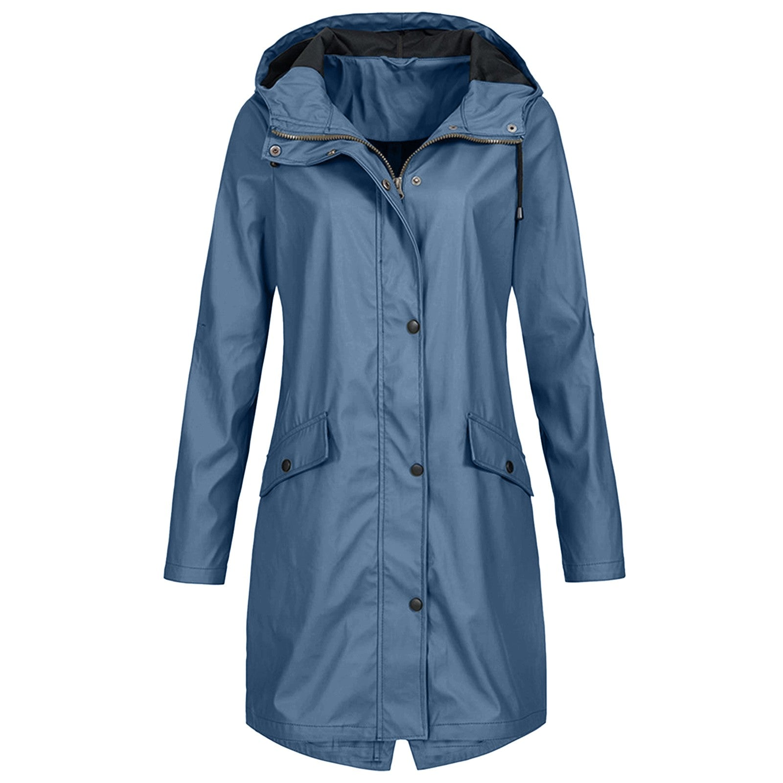 Women's Mid-Length Water-repellent Jacket with Drawstring Hood
