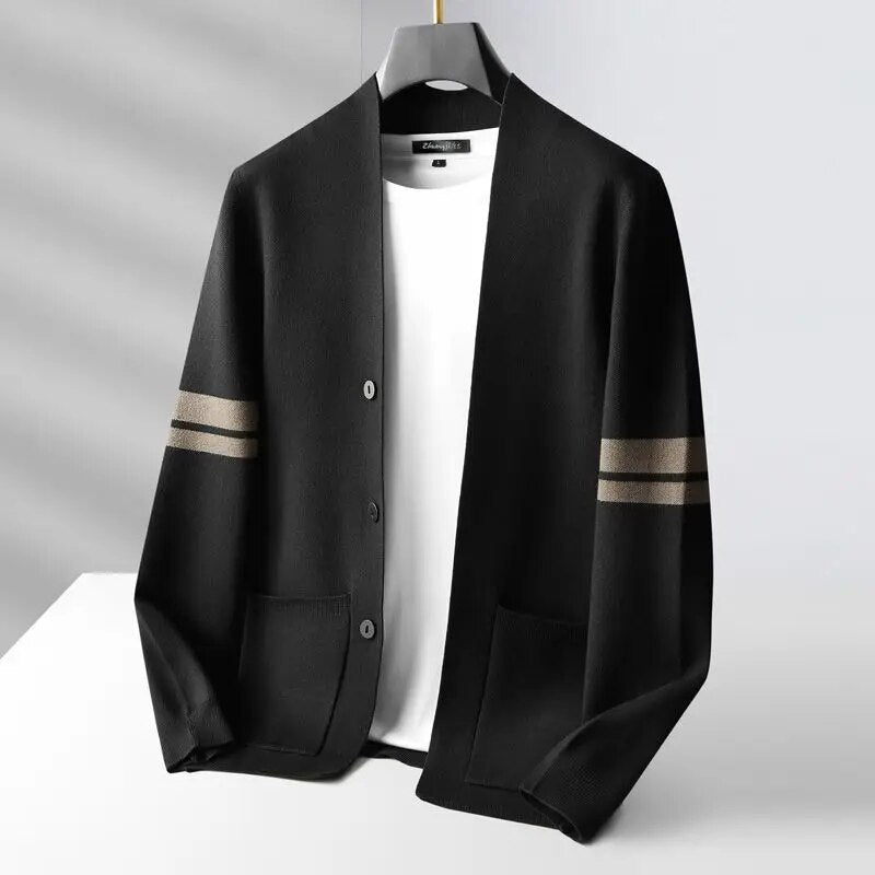 Kalen – Knitted Cardigan with Subtle Stripe Details