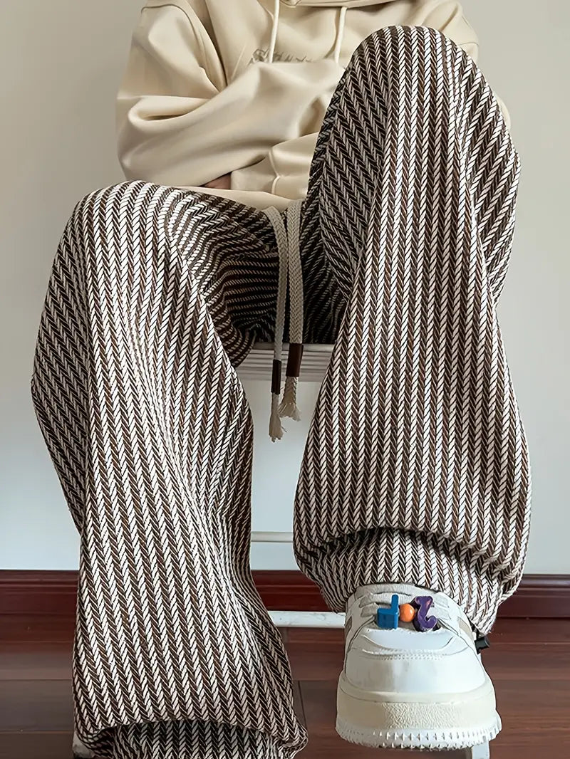 Christopher – Striped Woven Trousers with Loose Fit