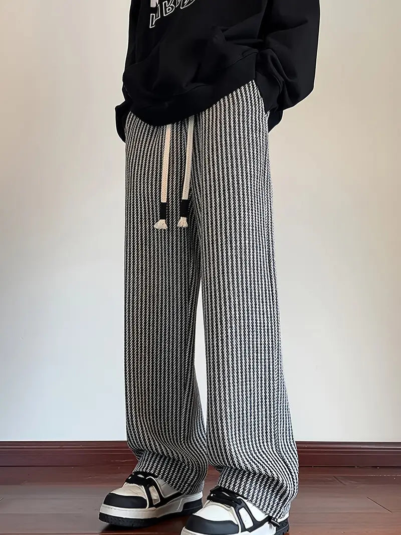Christopher – Striped Woven Trousers with Loose Fit