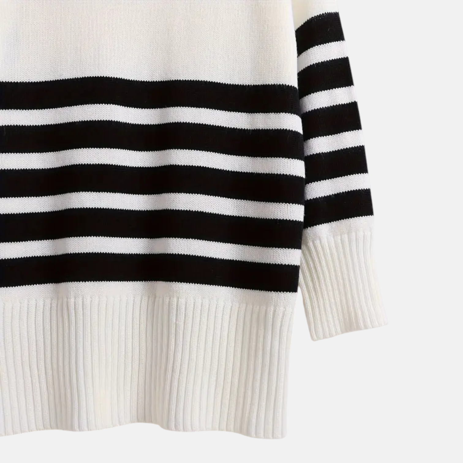 Lina – Women's Knit Sweater with Stand-up Collar & Stripes
