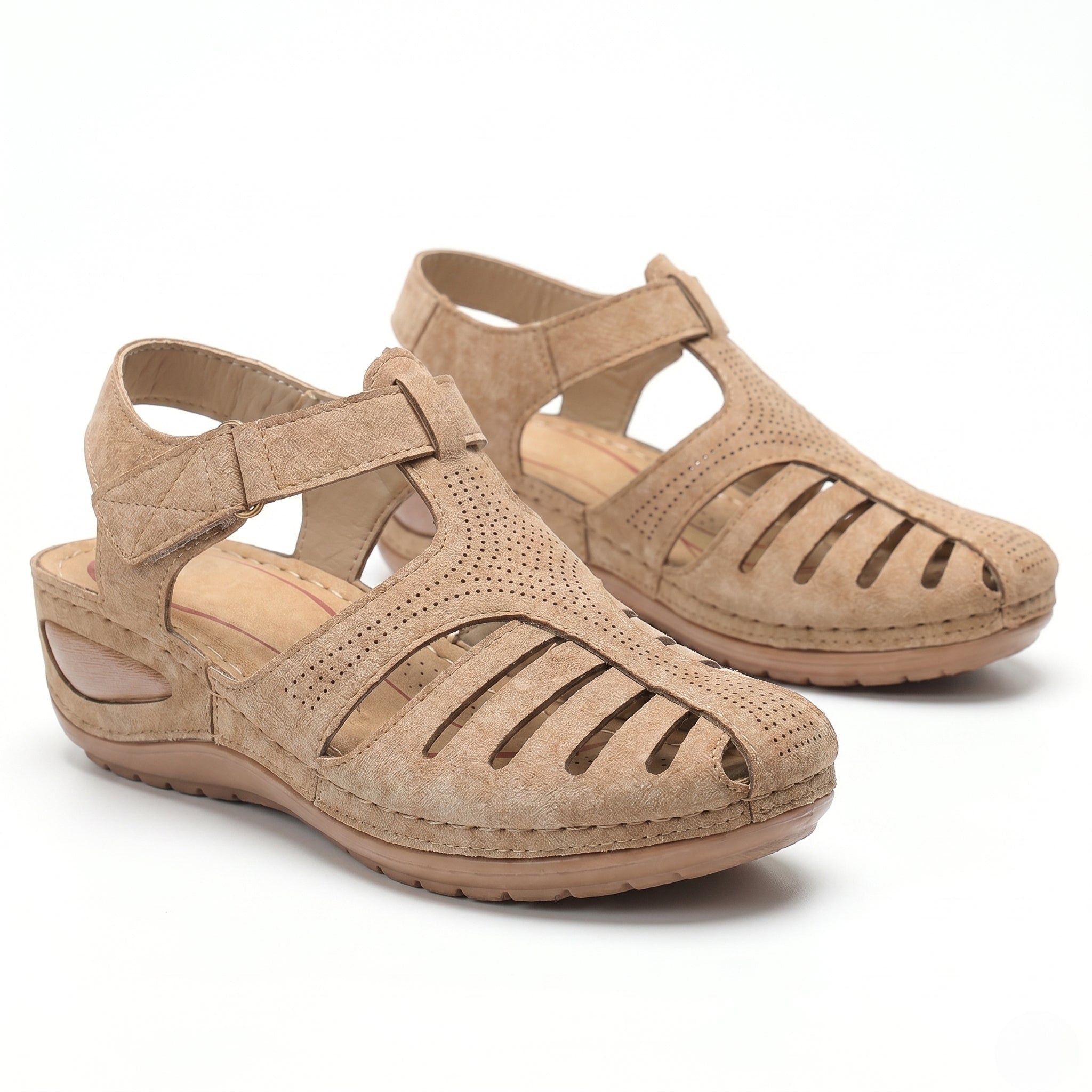 Eleanor - Women's Orthopedic Cut - Out Sandal - Sandals - Beige - Parker&Brooks