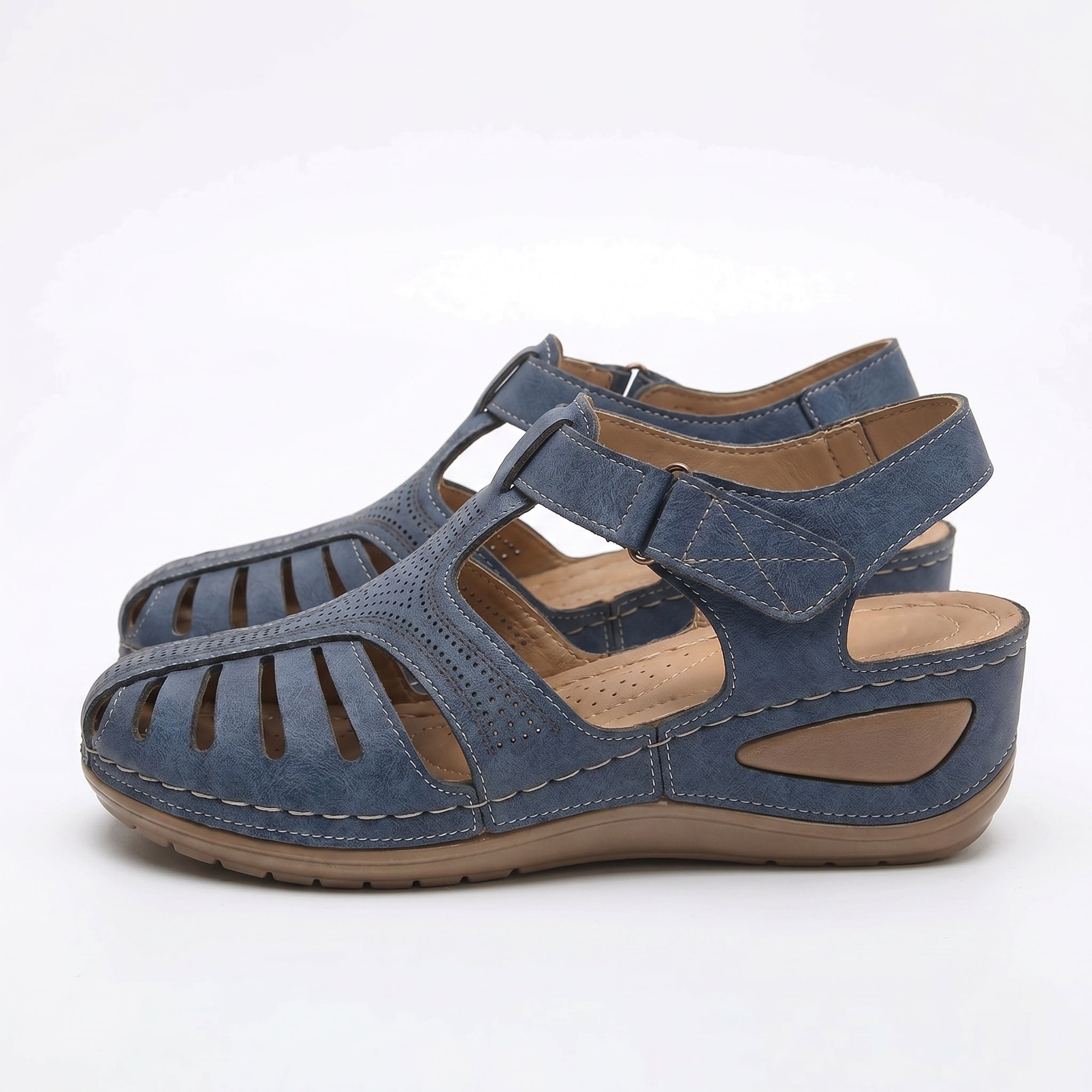 Eleanor - Women's Orthopedic Cut - Out Sandal - Sandals - Light Blue - Parker&Brooks