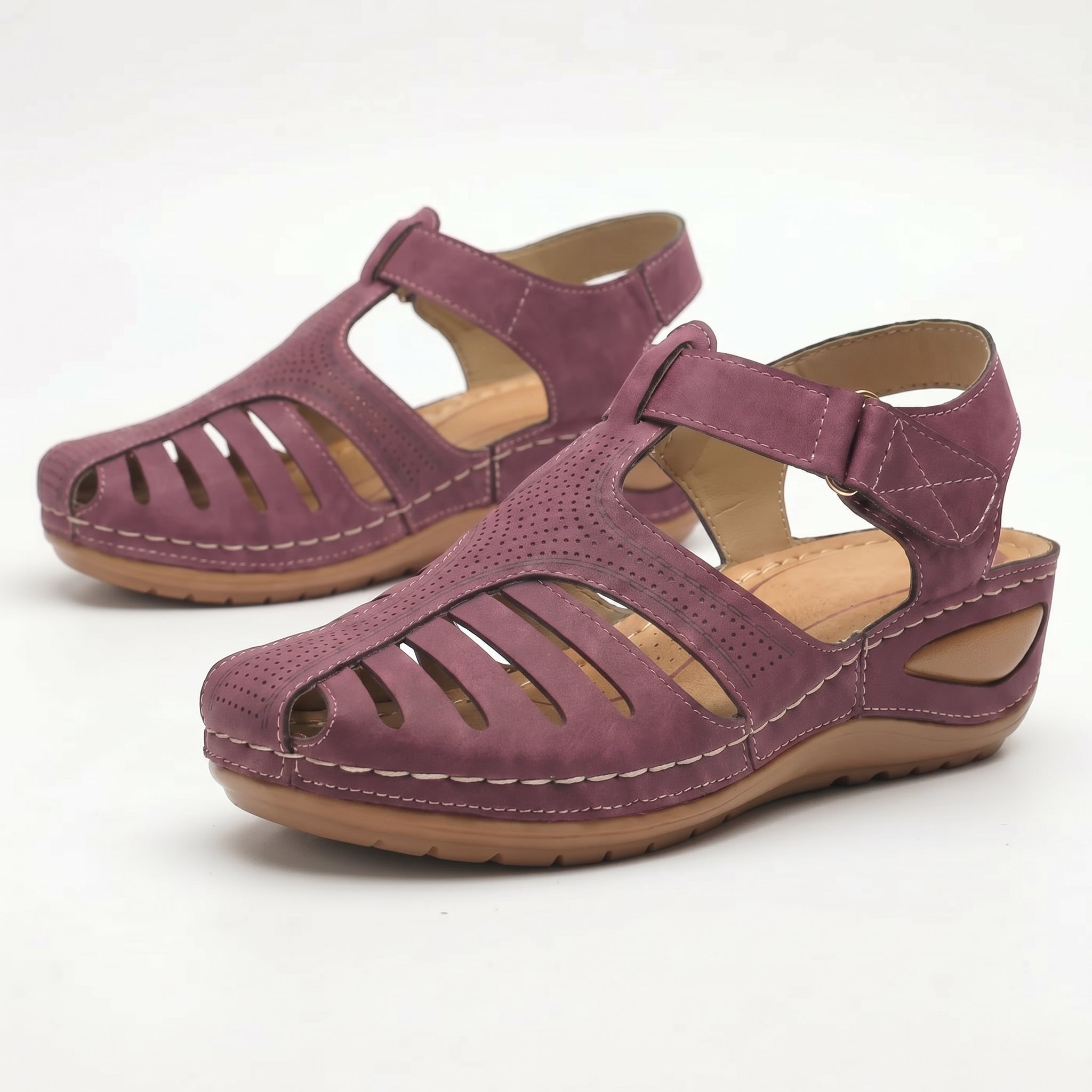 Eleanor - Women's Orthopedic Cut - Out Sandal - Sandals - Purple - Parker&Brooks