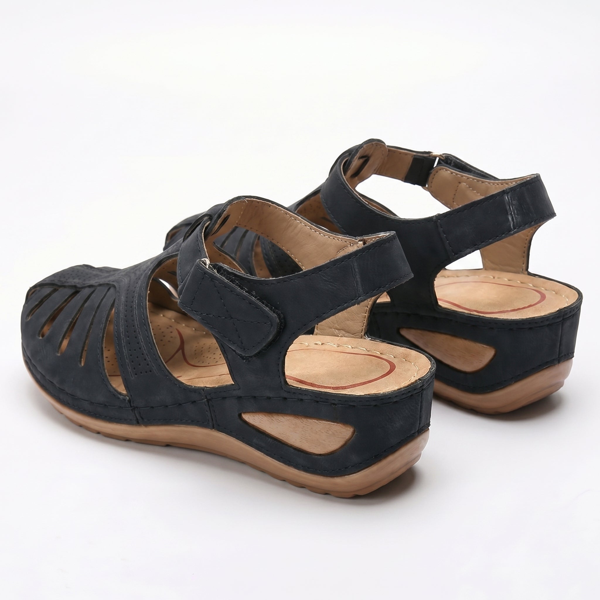 Eleanor - Women's Orthopedic Cut - Out Sandal - Sandals - Black - Parker&Brooks