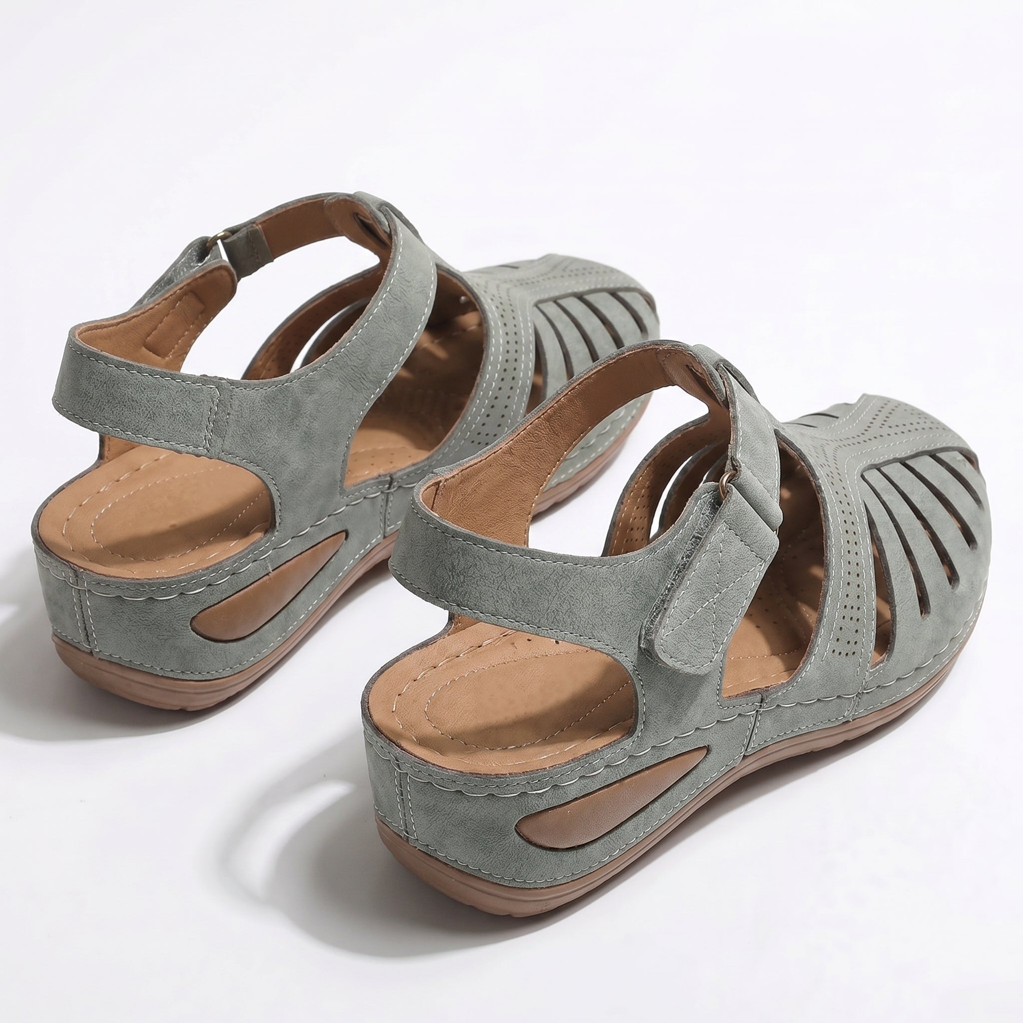 Eleanor - Women's Orthopedic Cut - Out Sandal - Sandals - Gray - Parker&Brooks