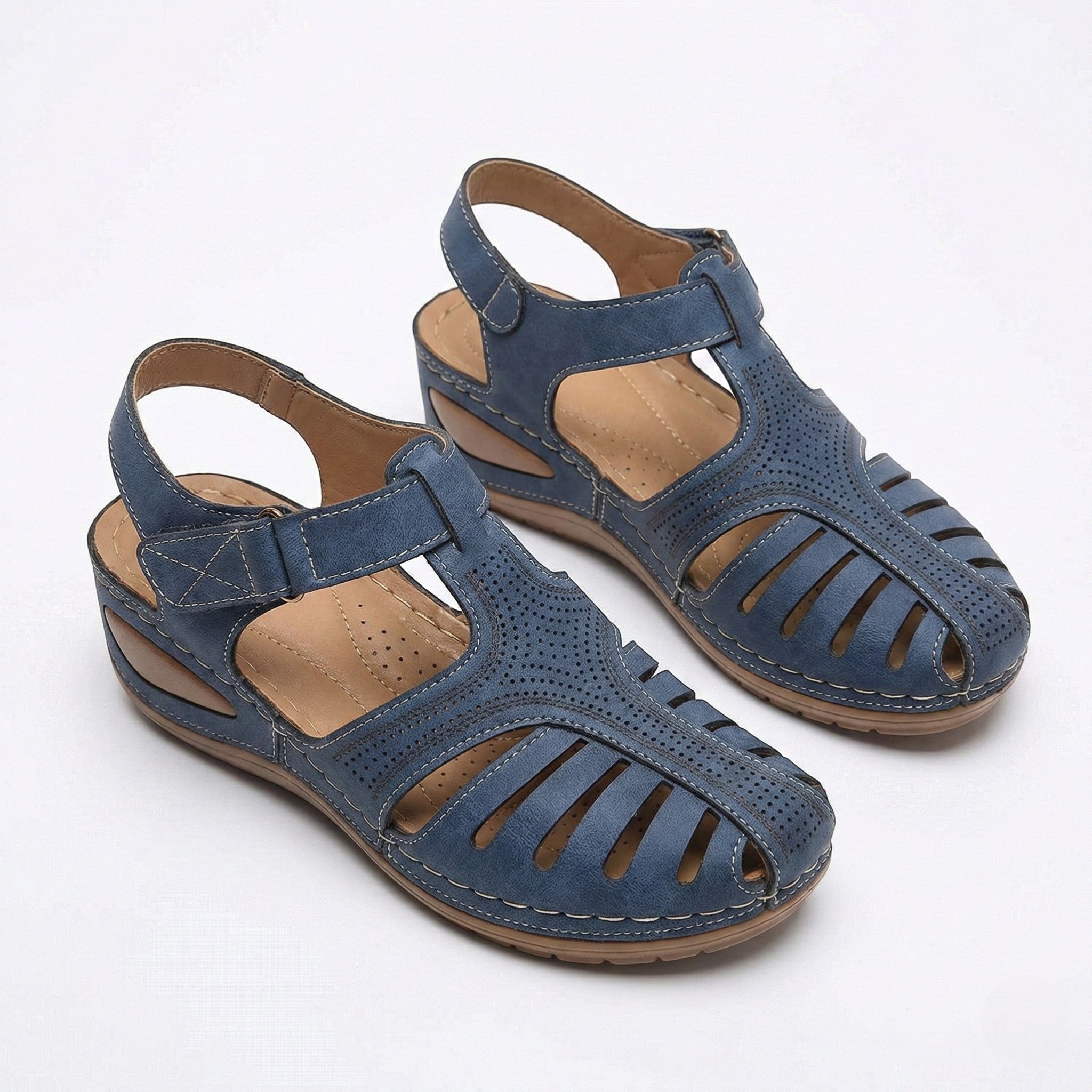 Eleanor - Women's Orthopedic Cut - Out Sandal - Sandals - Light Blue - Parker&Brooks