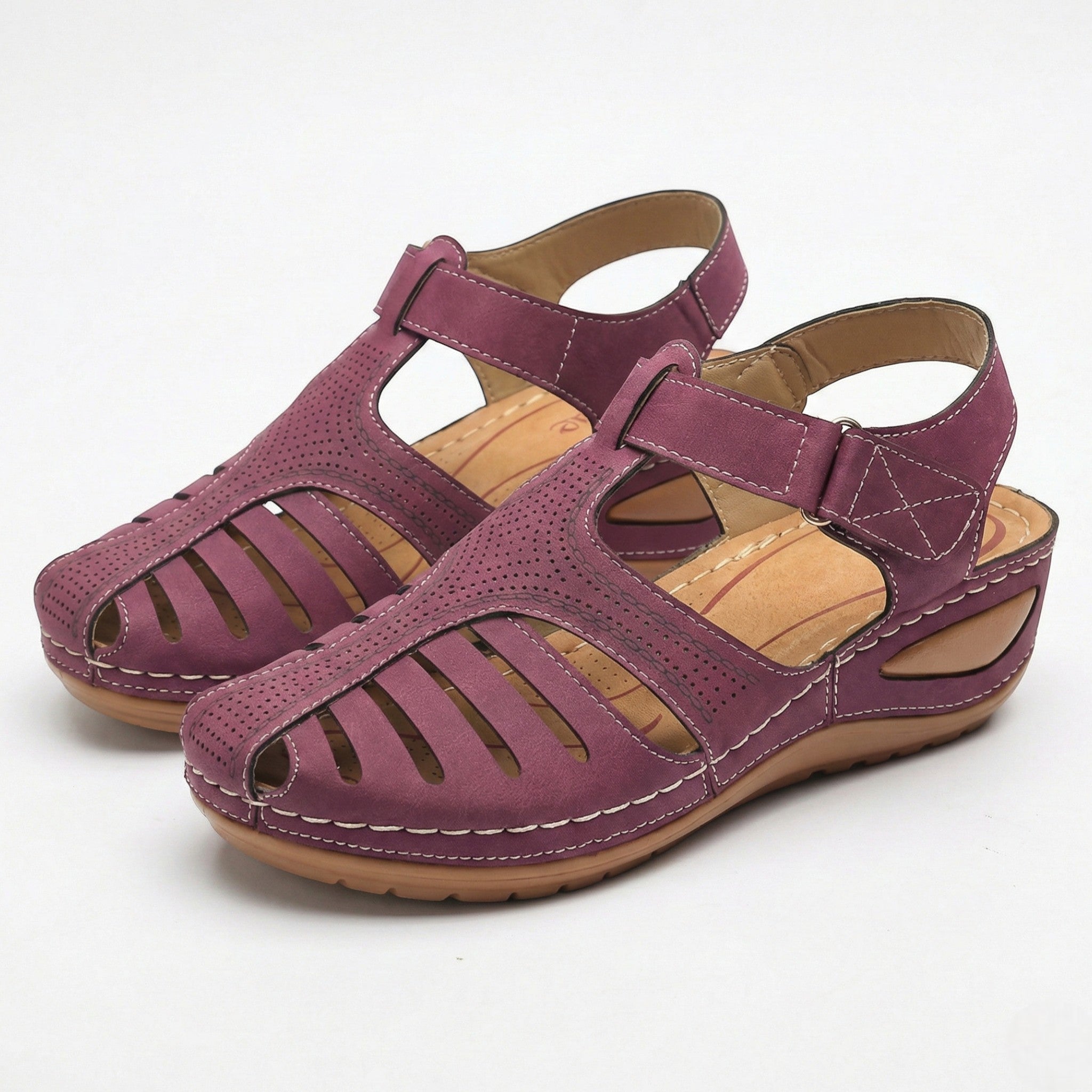 Eleanor - Women's Orthopedic Cut - Out Sandal - Sandals - Purple - Parker&Brooks