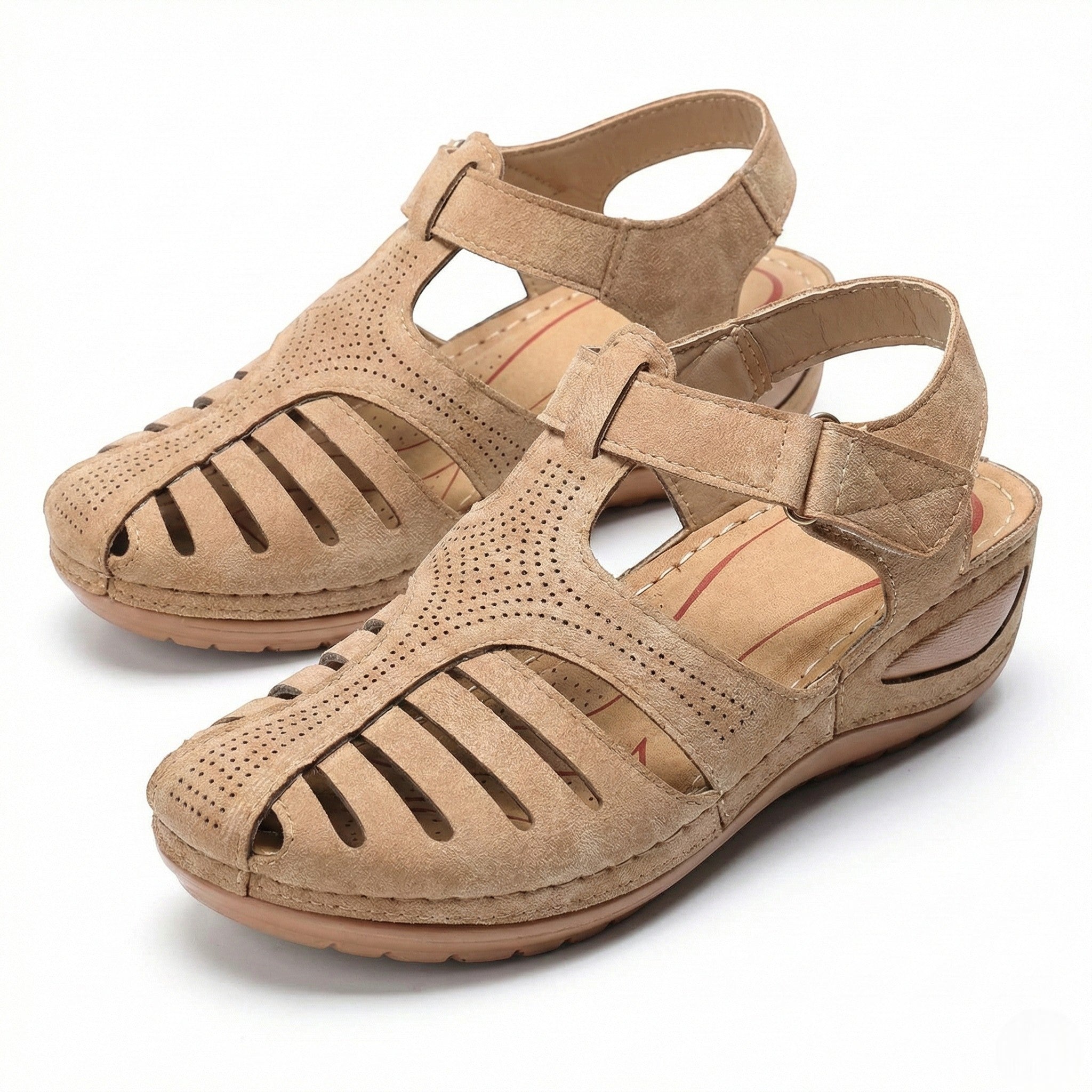Eleanor - Women's Orthopedic Cut - Out Sandal - Sandals - Beige - Parker&Brooks