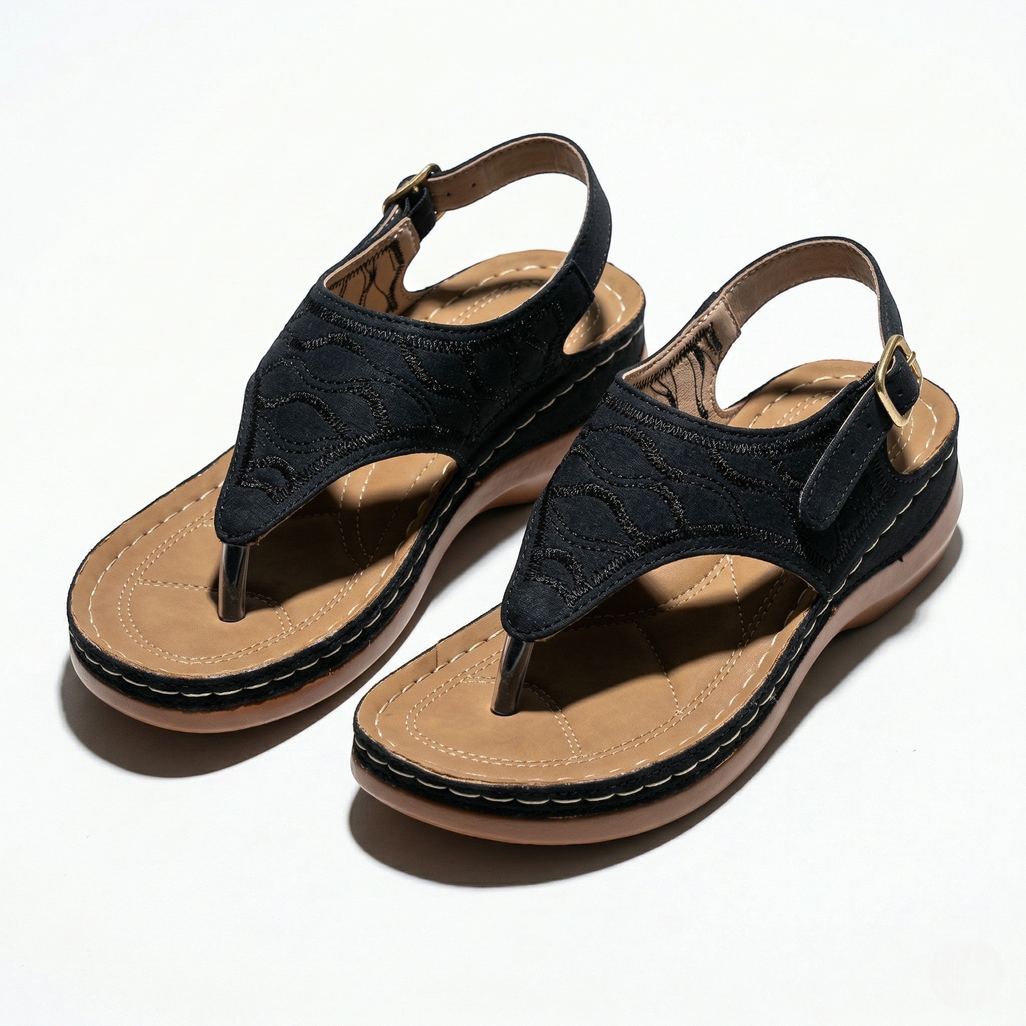 Elena - Women's Breathable Orthopedic Sandals - Sandals - Black - Parker&Brooks