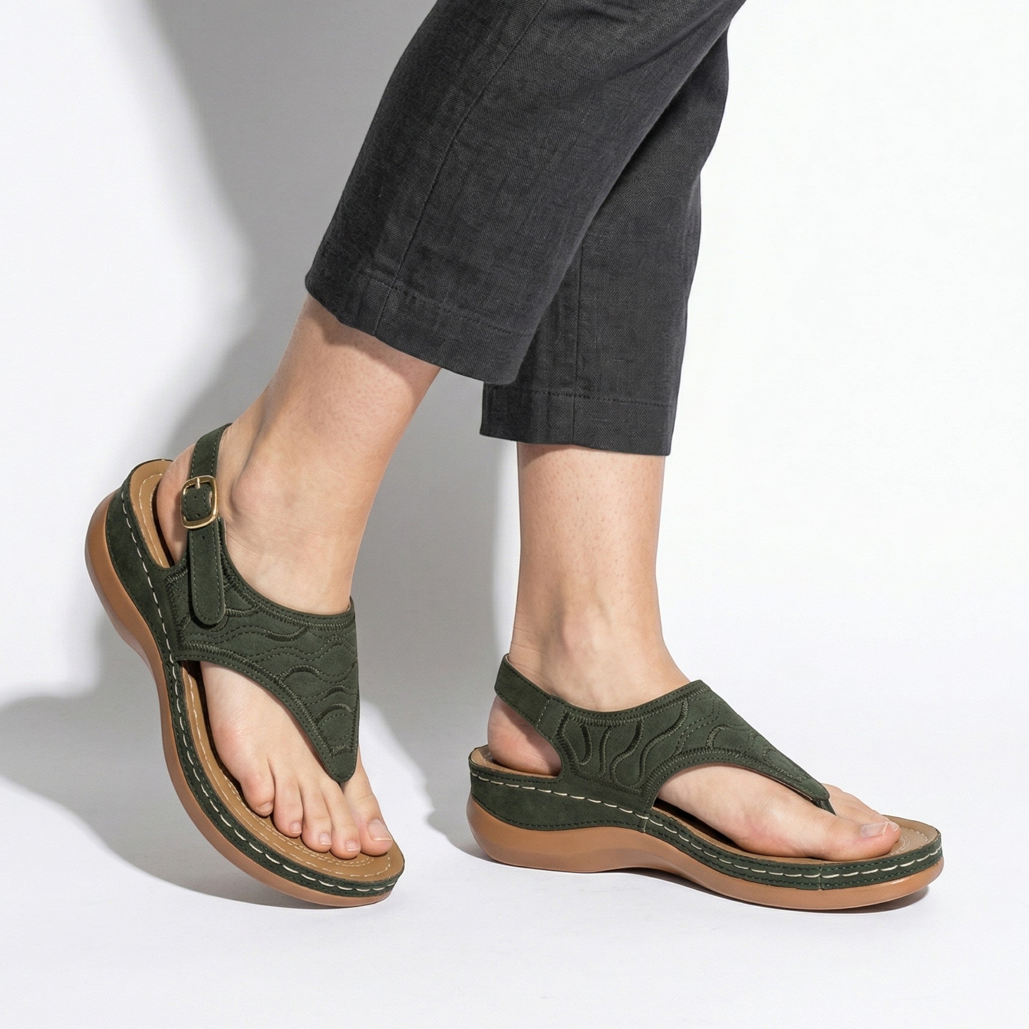 Elena - Women's Breathable Orthopedic Sandals - Sandals - Army Green - Parker&Brooks
