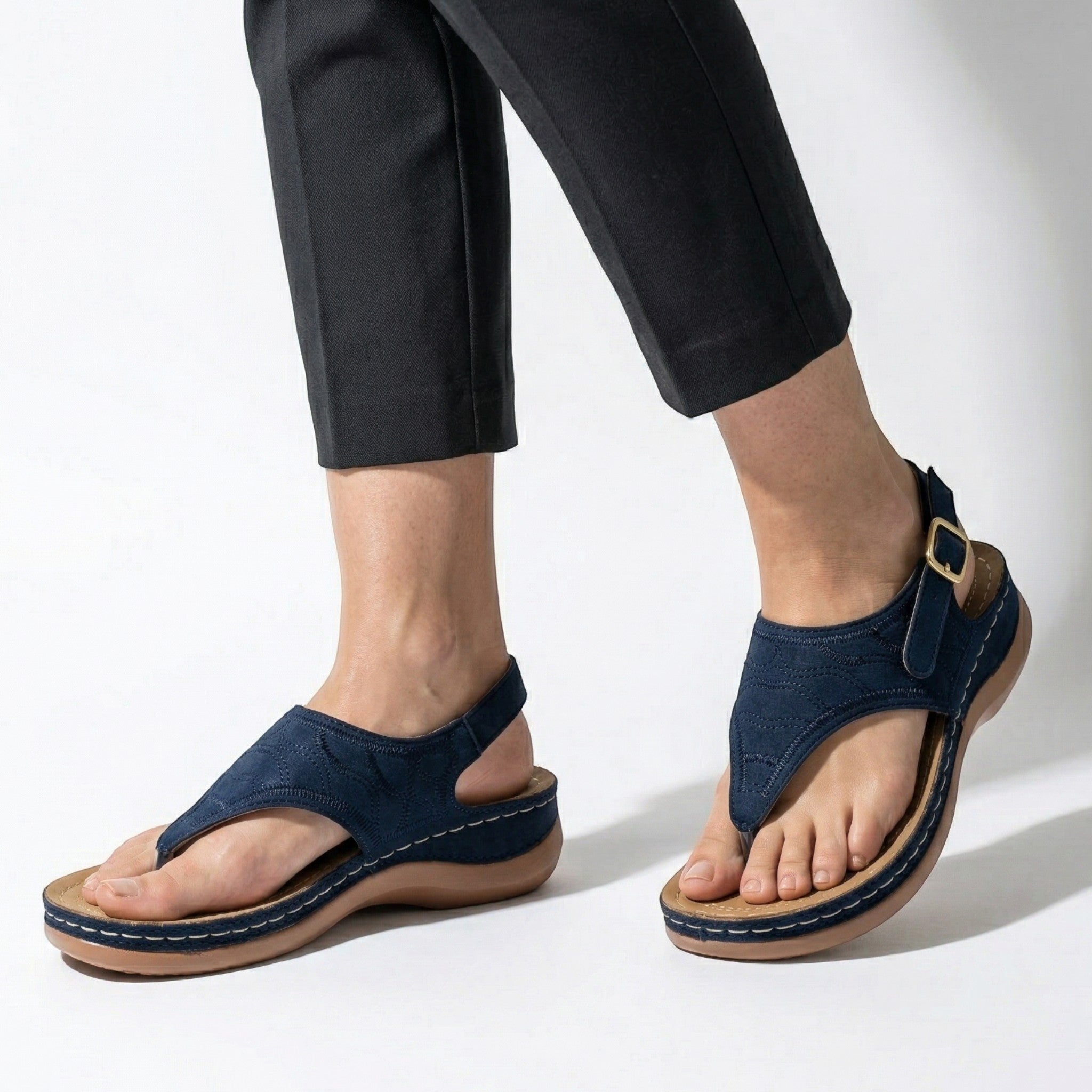 Elena - Women's Breathable Orthopedic Sandals - Sandals - Navy Blue - Parker&Brooks