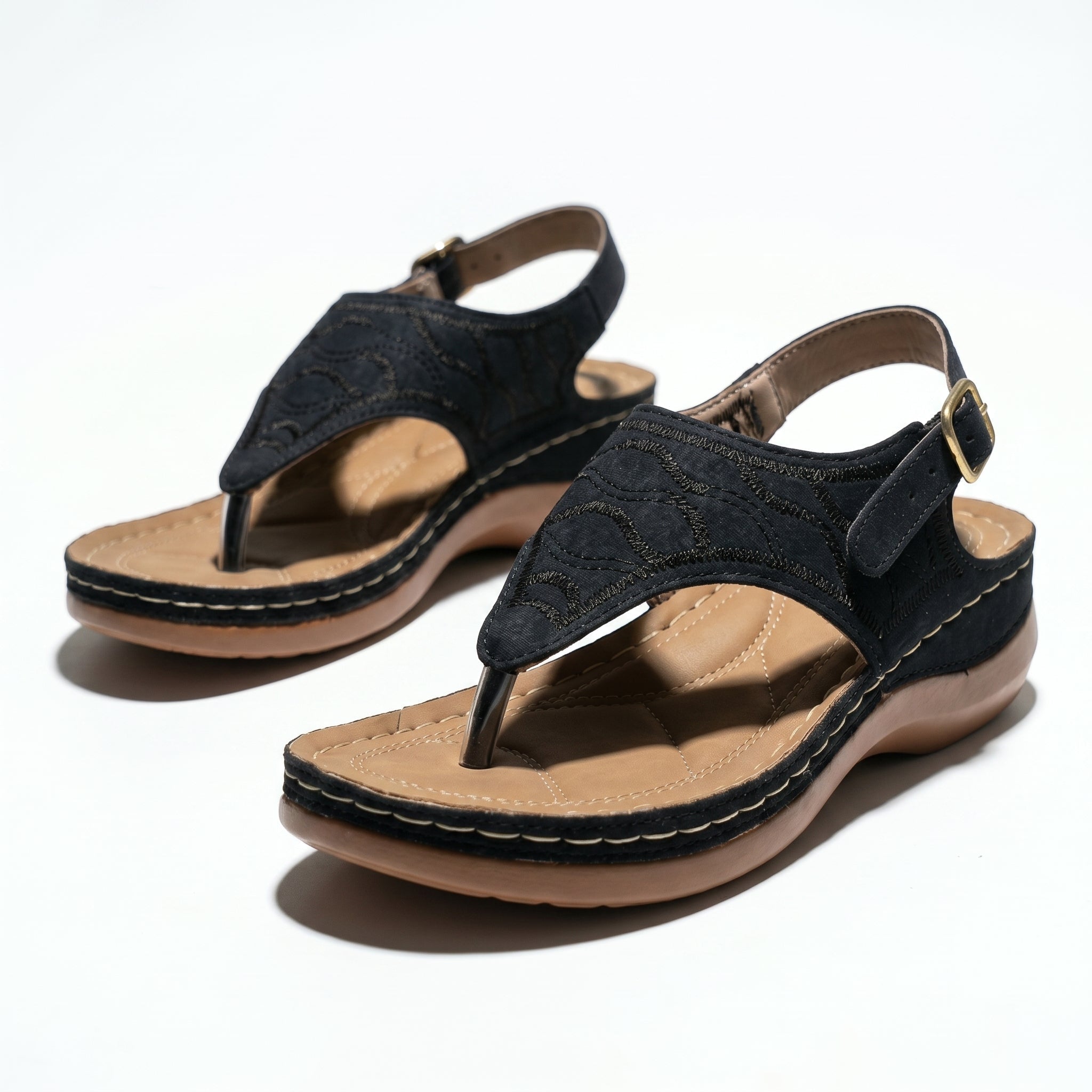 Elena - Women's Breathable Orthopedic Sandals - Sandals - Black - Parker&Brooks