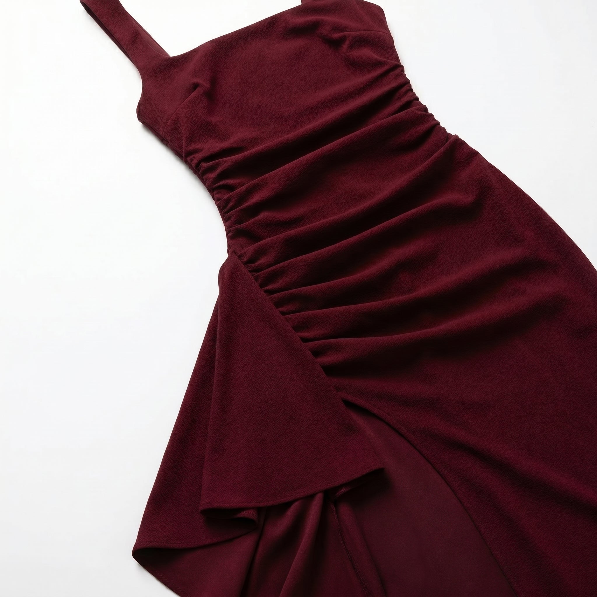 Elena - Women's Elegant Evening Maxi Dress with High Slit - Maxi Dress - Burgundy - Parker&Brooks