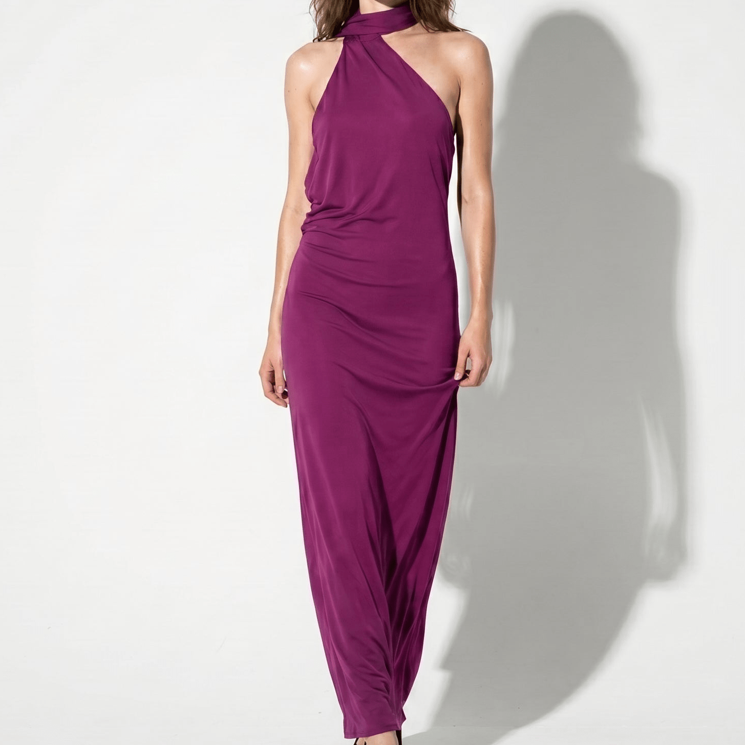 Elena - Women's Elegant Wedding Guest Backless Maxi Dress - Maxi Dress - Purple - Parker&Brooks