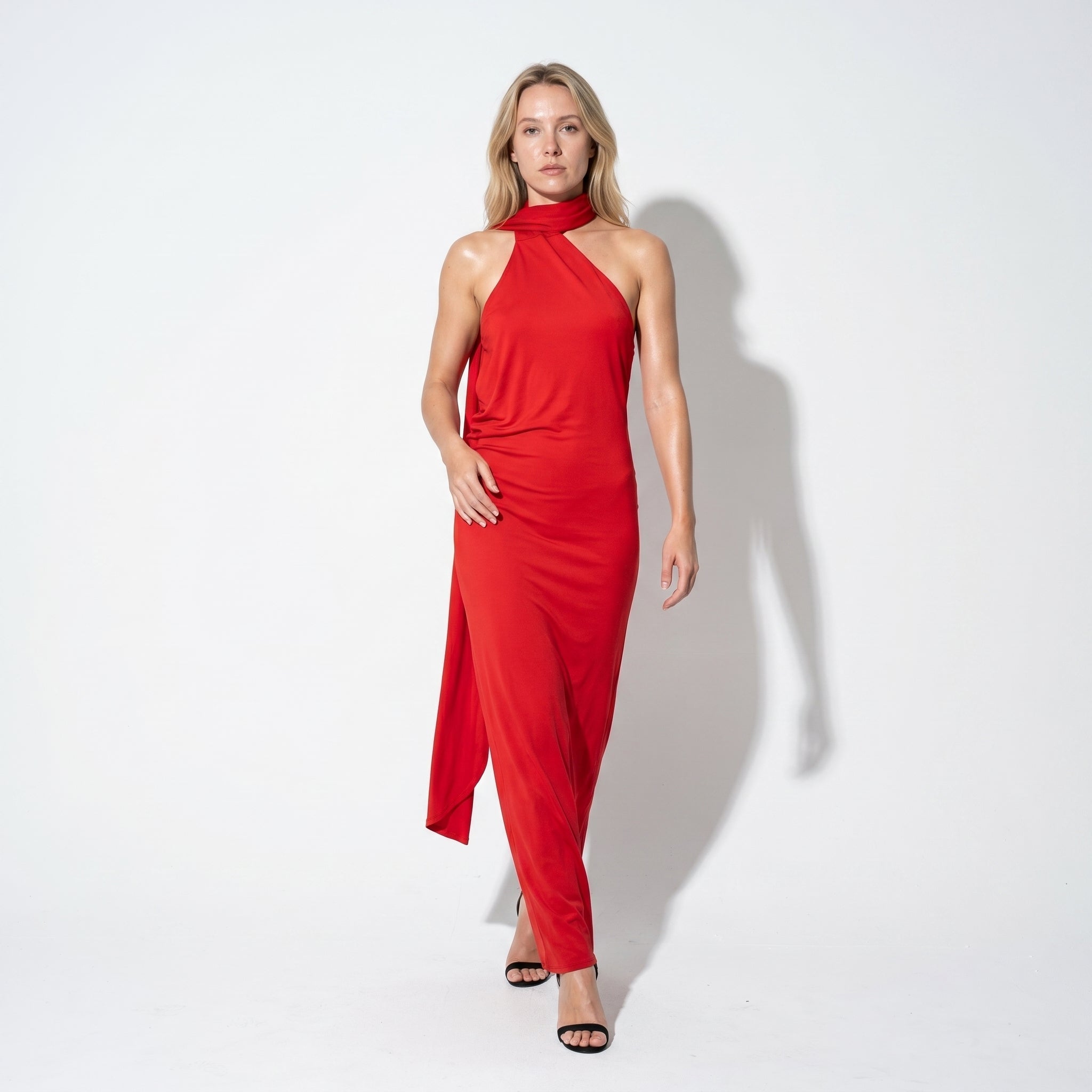 Elena - Women's Elegant Wedding Guest Backless Maxi Dress - Maxi Dress - Red - Parker&Brooks