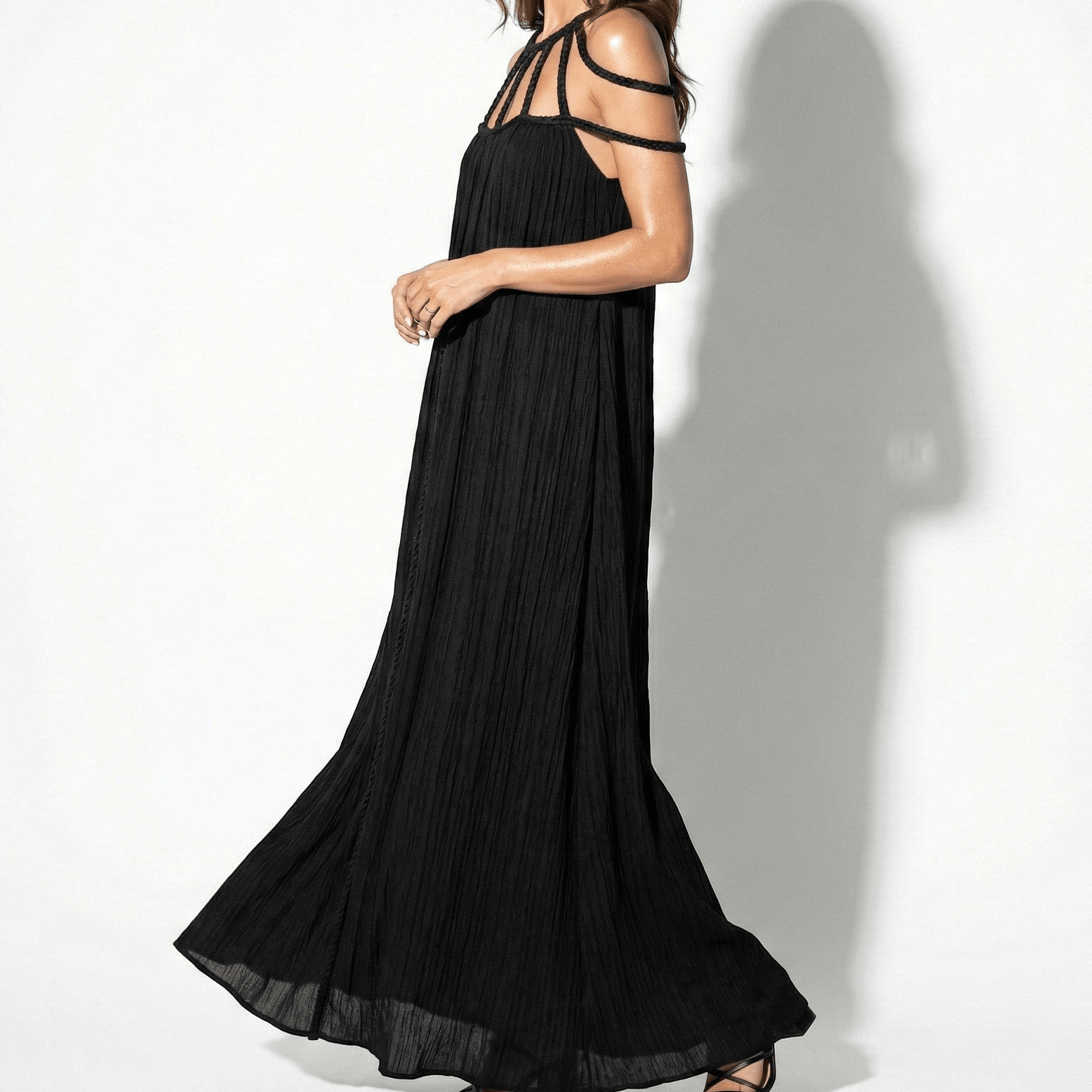 Elizabeth - Women's Summer Sleeveless Draped Maxi Dress - Dresses - Black - Parker&Brooks