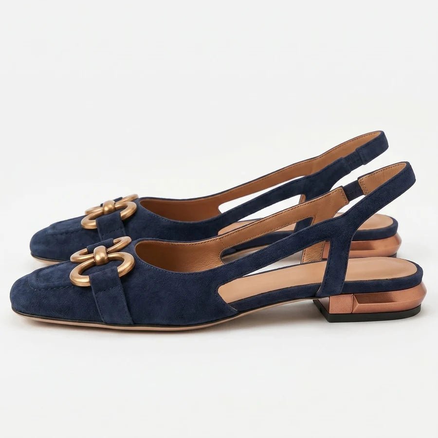 Elizabeth - Women's Metallic Detail Slingback Sandals - Sandal - Blue - Parker&Brooks