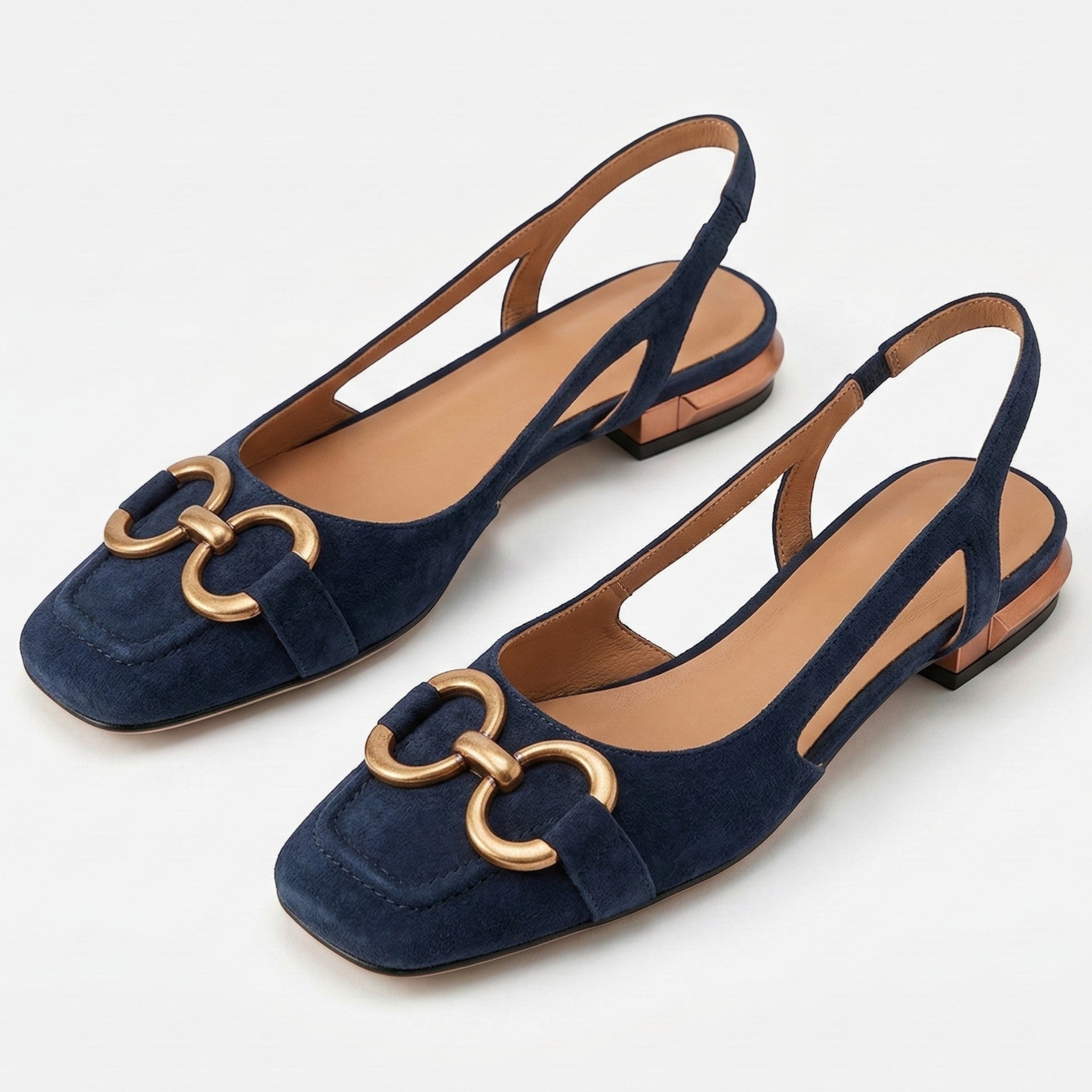Elizabeth - Women's Metallic Detail Slingback Sandals - Sandal - Blue - Parker&Brooks
