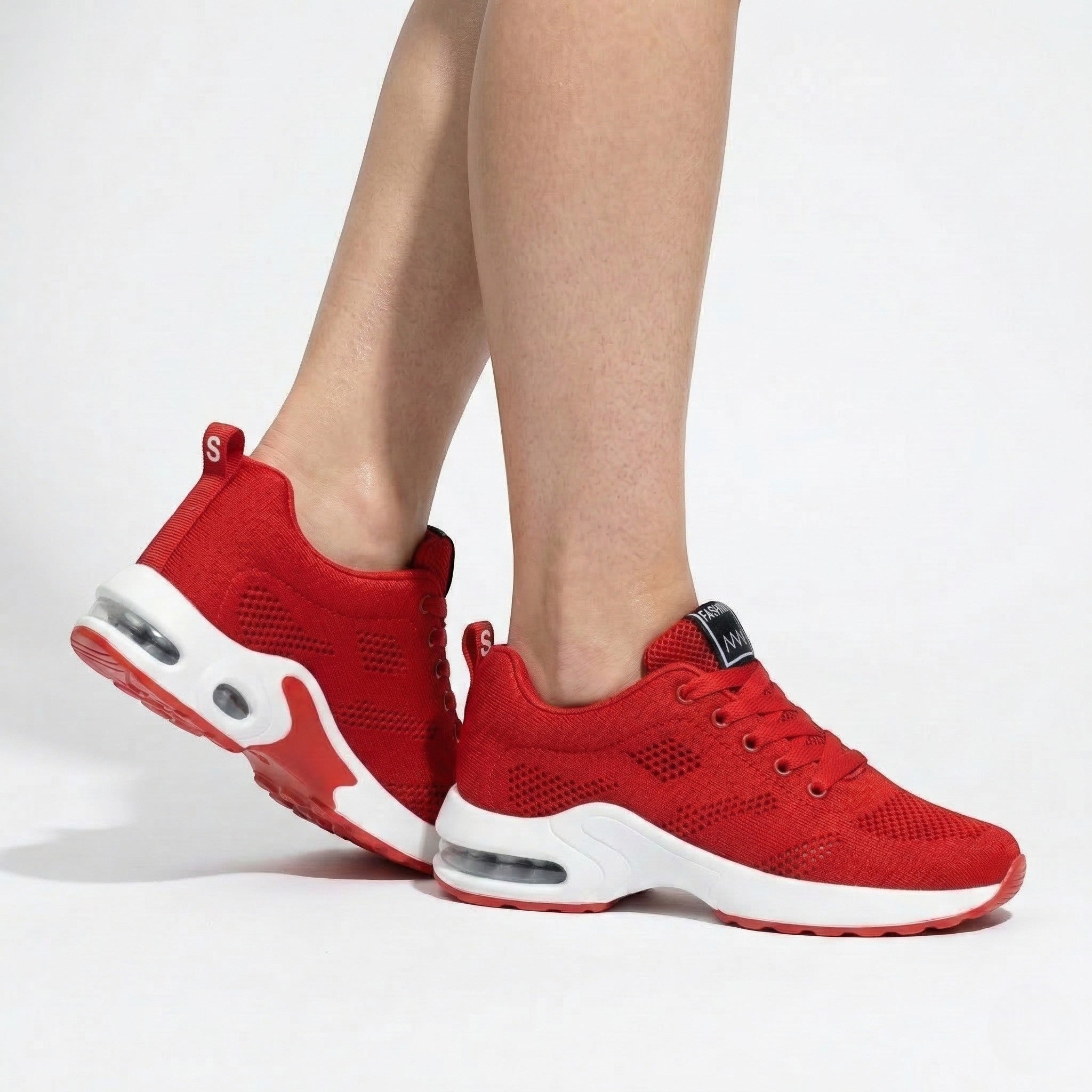Ella - Women's Orthopedic Air Cushioning Sneakers - Sneakers - Red - Parker&Brooks