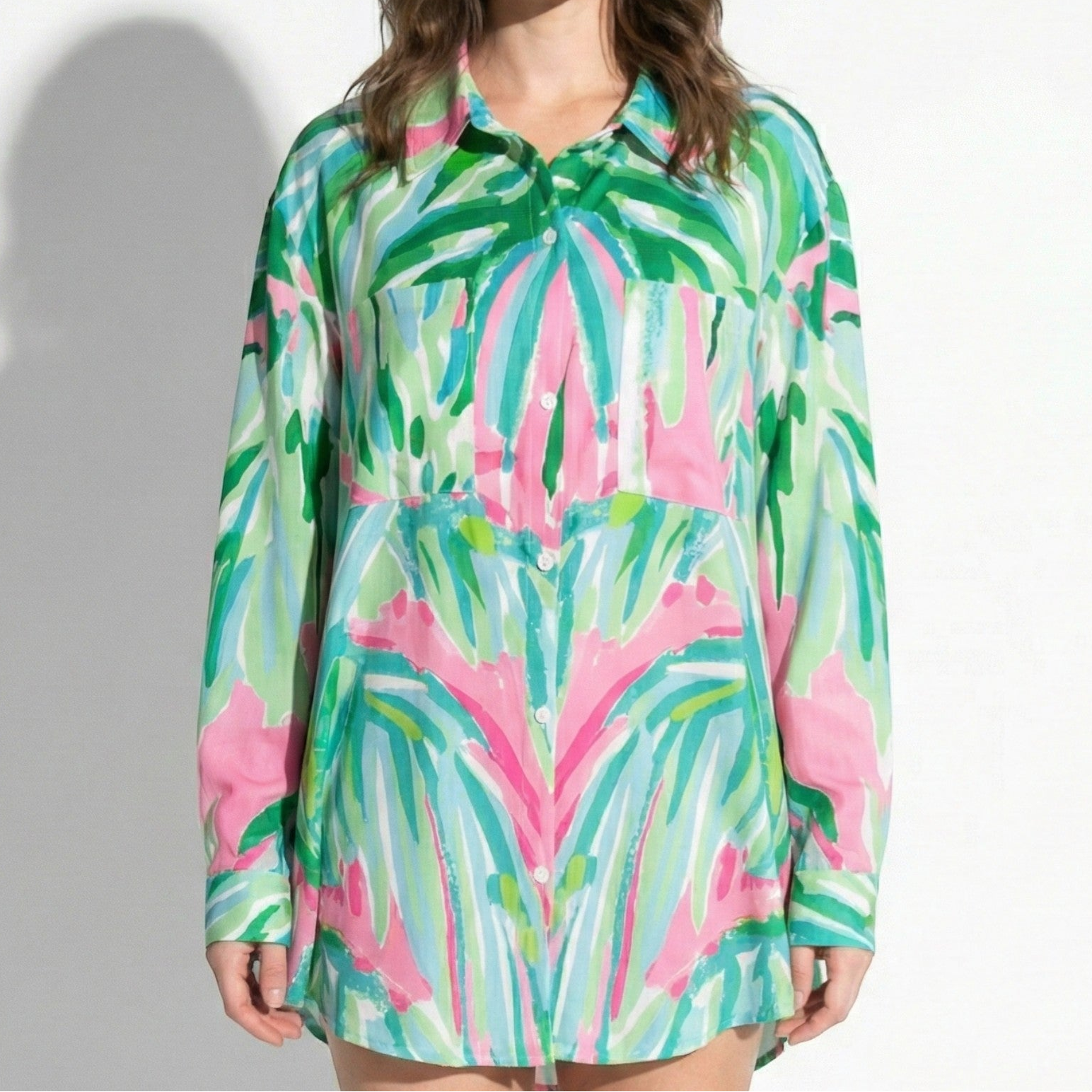 Ella - Women's Relaxed Fit Printed Summer Mini Dress - Dress - Green - Parker&Brooks