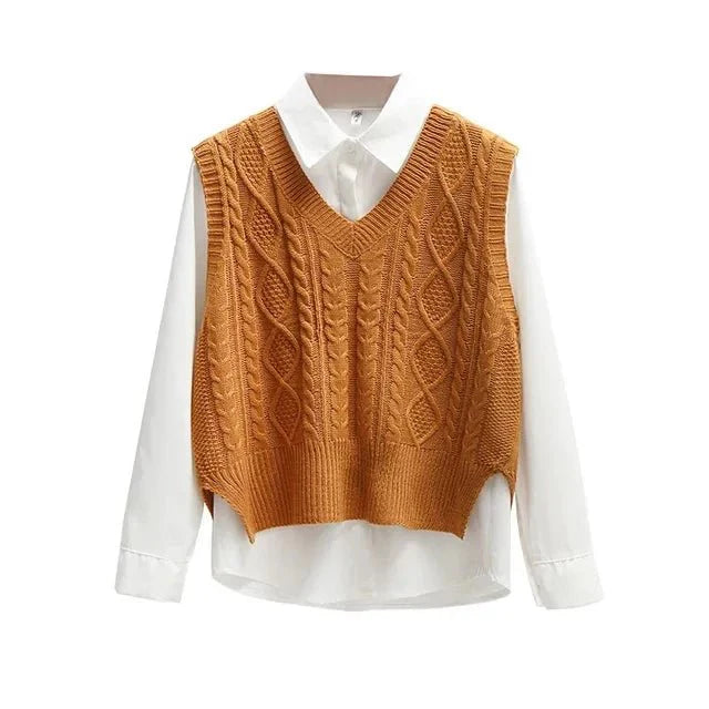 Elsbeth - Sweater Vest with Cable Knit