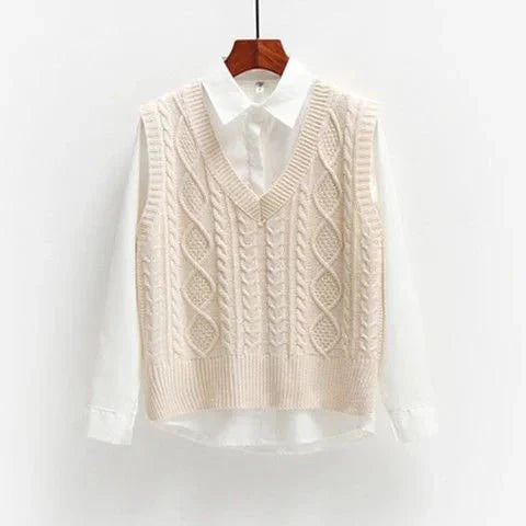 Elsbeth - Sweater Vest with Cable Knit