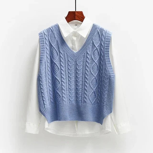 Elsbeth - Sweater Vest with Cable Knit