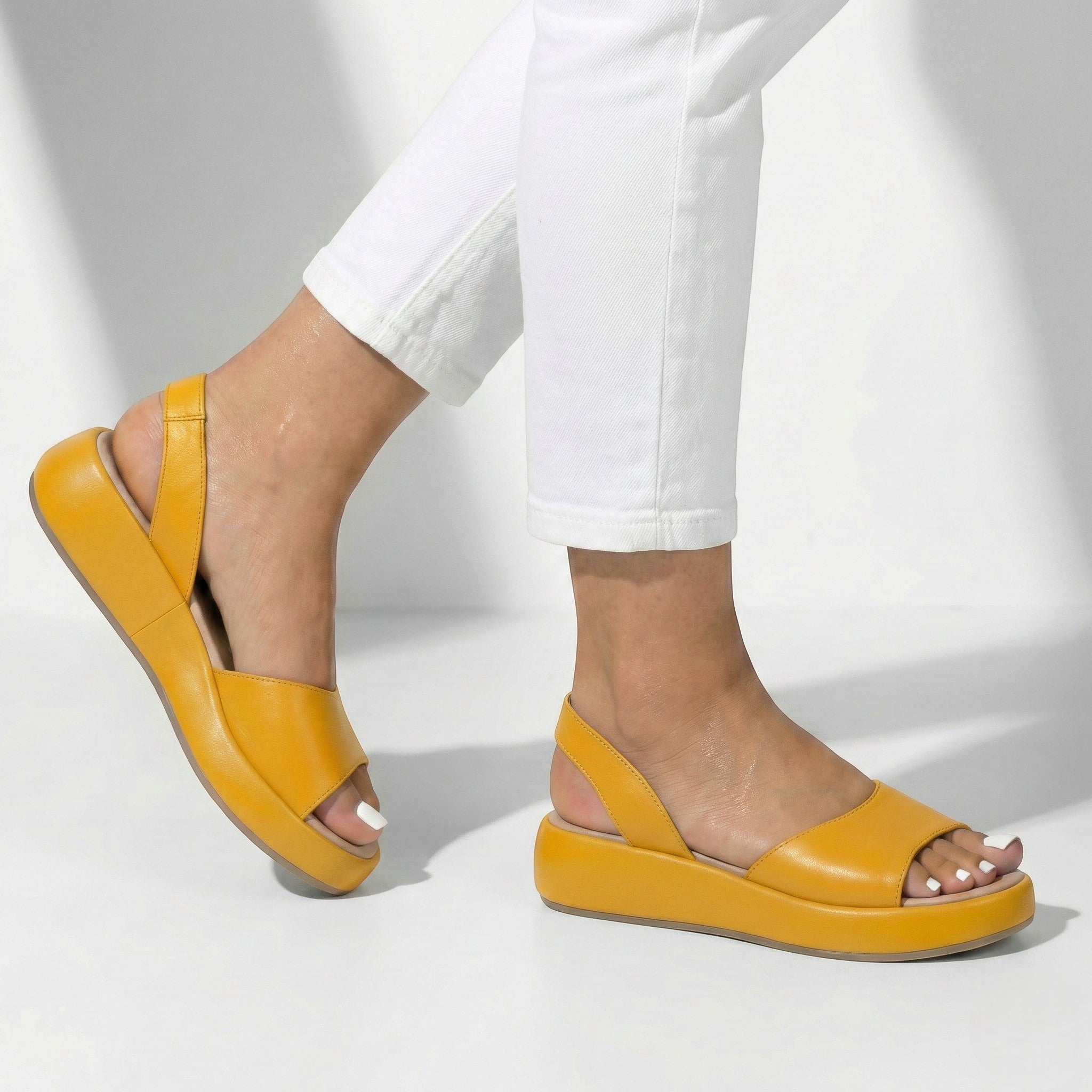 Erin - Women's Lightweight Slip On Summer Sandals - Footwear - Yellow - Parker&Brooks