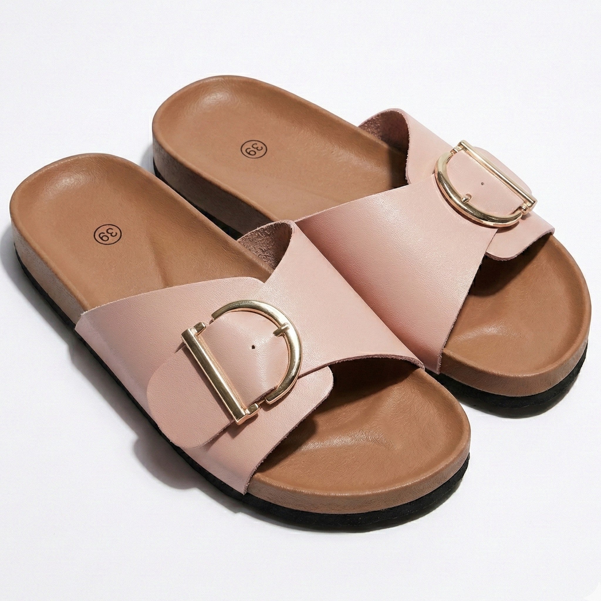 Evie - Women's Buckle Strap Sandals - Sandals - Light Pink - Parker&Brooks